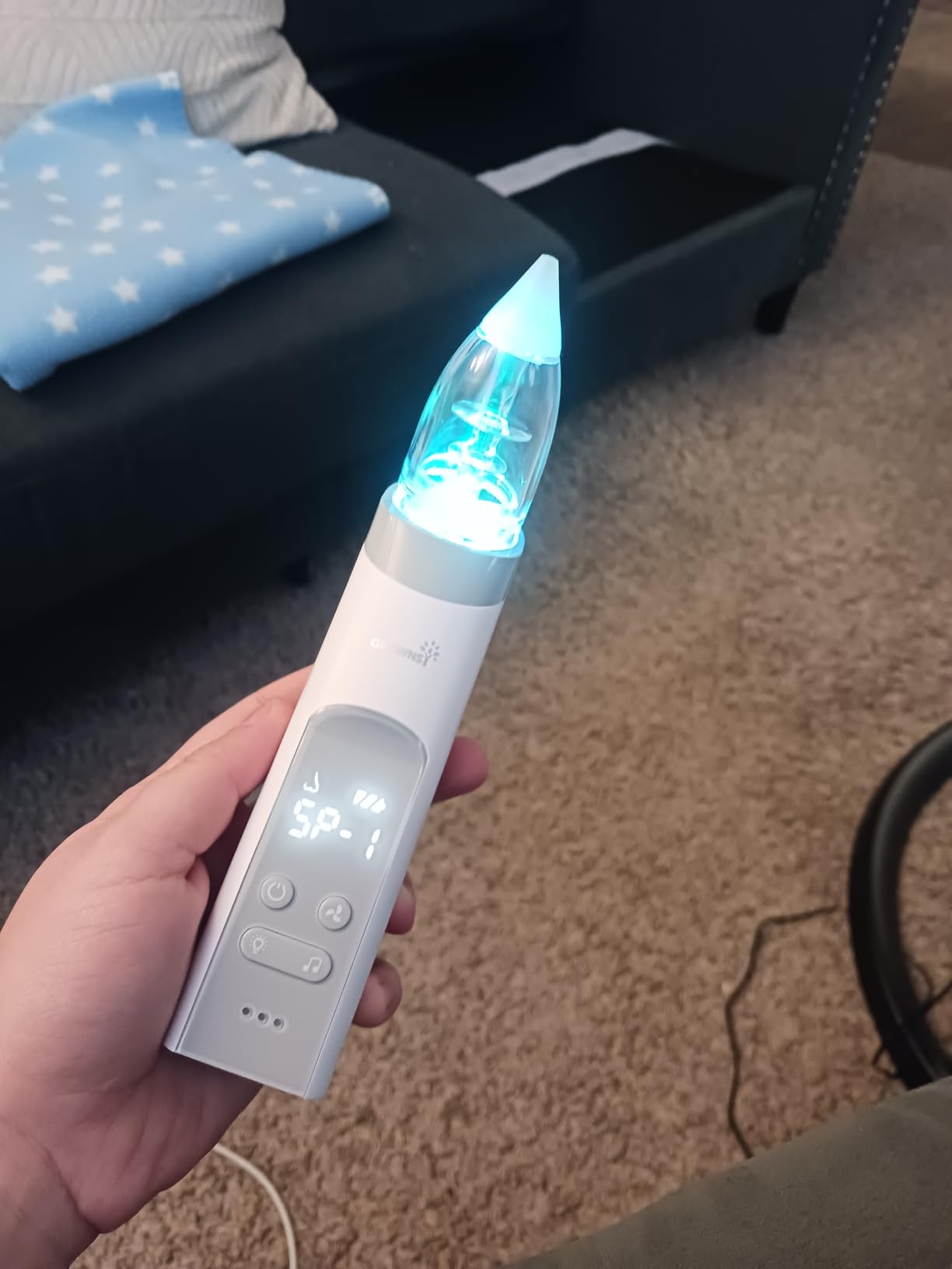 GROWNSY Nasal Aspirator for Baby, Electric Baby Nose Sucker with Larger Suction Chamber and More Powerful Suction, Automatic Nose Cleaner with Music and Light Soothing Function customer photo 2