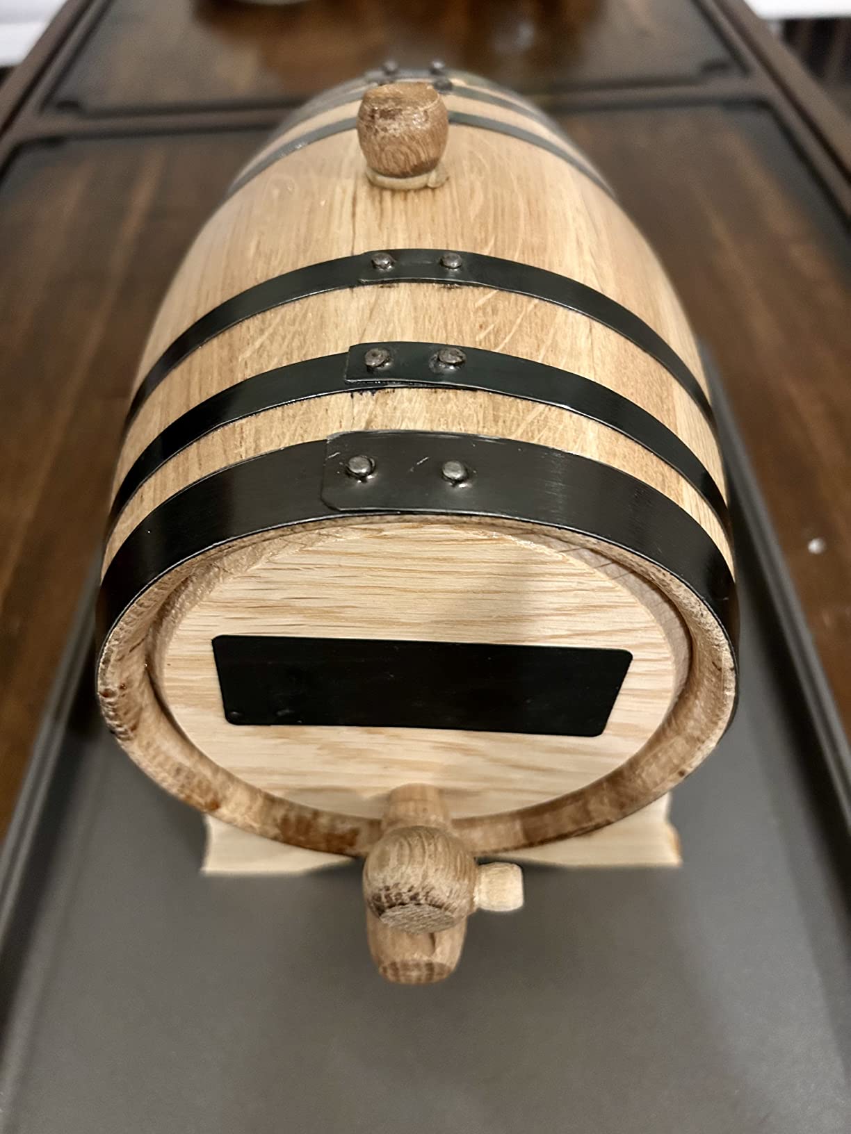 1 Liter Whiskey Barrel Dispenser with Chalkboard Front - Oak Barrels for Aging Whiskey, Cocktails, Tequila - Bourbon Barrel Home Bar Decor - Charred 1L Mini Whiskey Barrels customer photo 1
