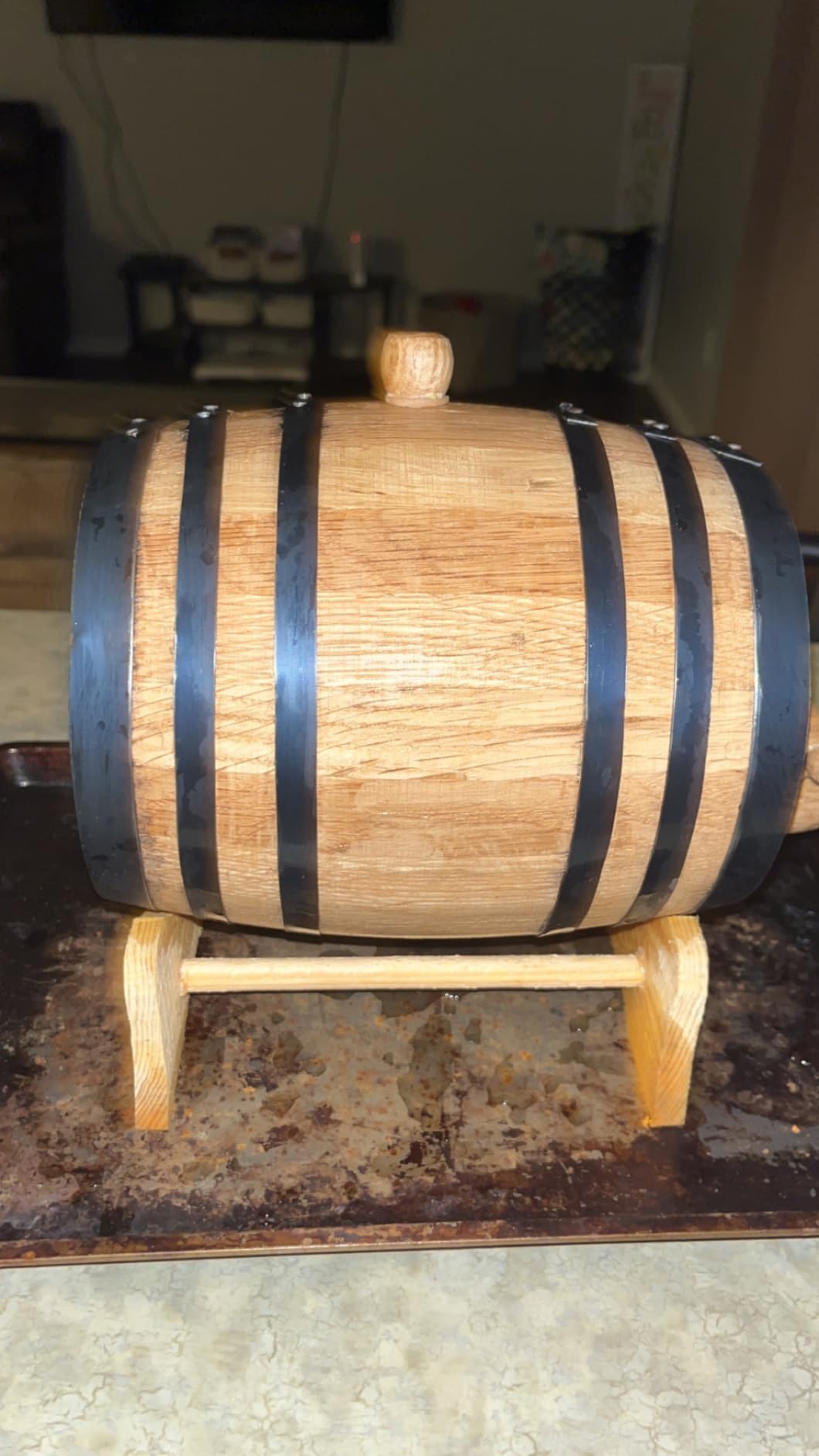 1 Liter Whiskey Barrel Dispenser with Chalkboard Front - Oak Barrels for Aging Whiskey, Cocktails, Tequila - Bourbon Barrel Home Bar Decor - Charred 1L Mini Whiskey Barrels customer photo 2