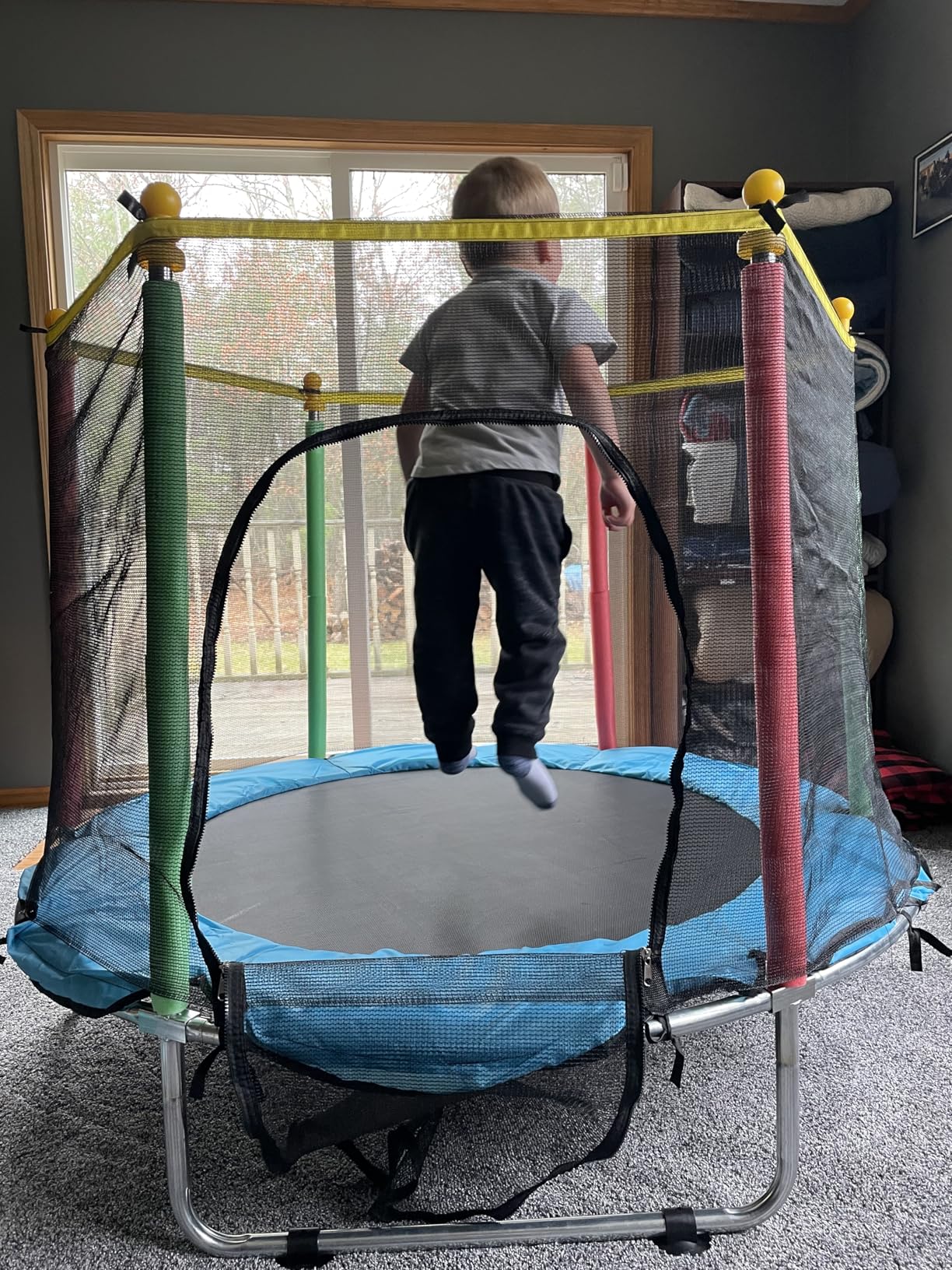 Toddler Trampoline for Kids Ages 1-8, 55'' Small Trampoline with Safety Enclosure Net, Indoor & Outdoor Baby Mini Trampolines, No-Gap Safe Design for Toddlers Jump, Gifts for Children & Boys & Girls customer photo 2