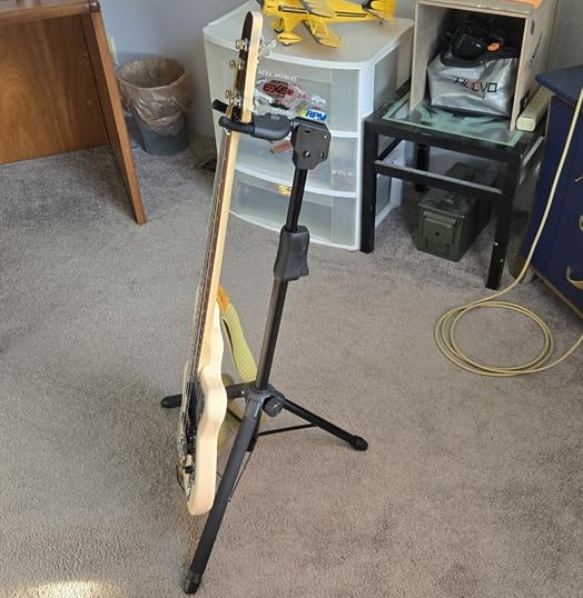 GUITTO Guitar Stand - Heavy Duty Auto-Lock, Adjustable & Foldable for Acoustic/Electric/Bass (33lbs Capacity), Non-Slip Base, Anti-Rust - Portable for Stage/Travel/Studio GGS-06 customer photo 2