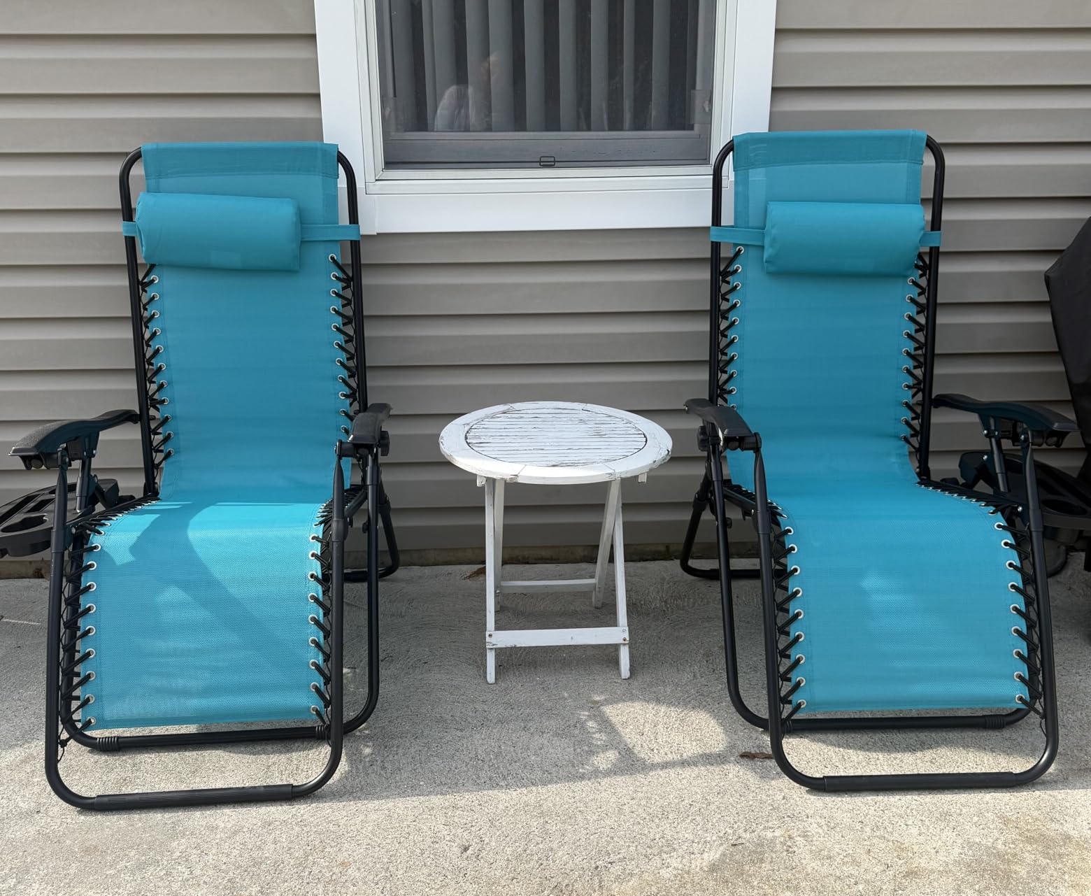 Best Choice Products Set of 2 Adjustable Steel Mesh Zero Gravity Lounge Chair Recliners w/Pillows and Cup Holder Trays - Cobalt Blue customer photo 2