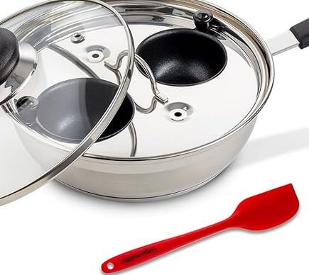 Eggssentials Egg Poacher Pan Nonstick Coating - Poached Egg Cooker, Stainless Steel Egg Poaching Pan PFOA Free with Spatula customer photo 1