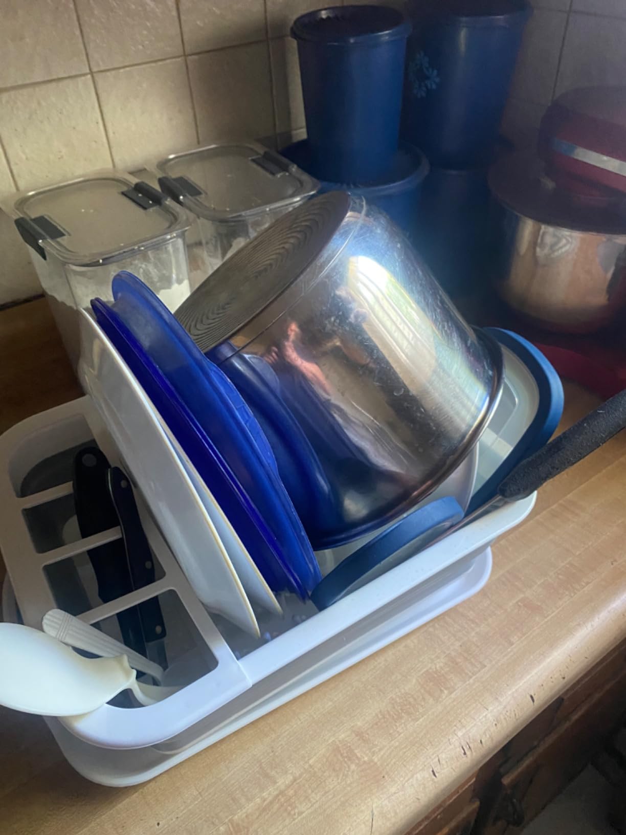 camper must haves dish drying rack Collapsible Dish Drying Rack Portable Dinnerware Drainer Organizer for Kitchen RV Campers Travel Trailers Space Saving Kitchen Storage Rack Tray (with Drainboard) customer photo 1