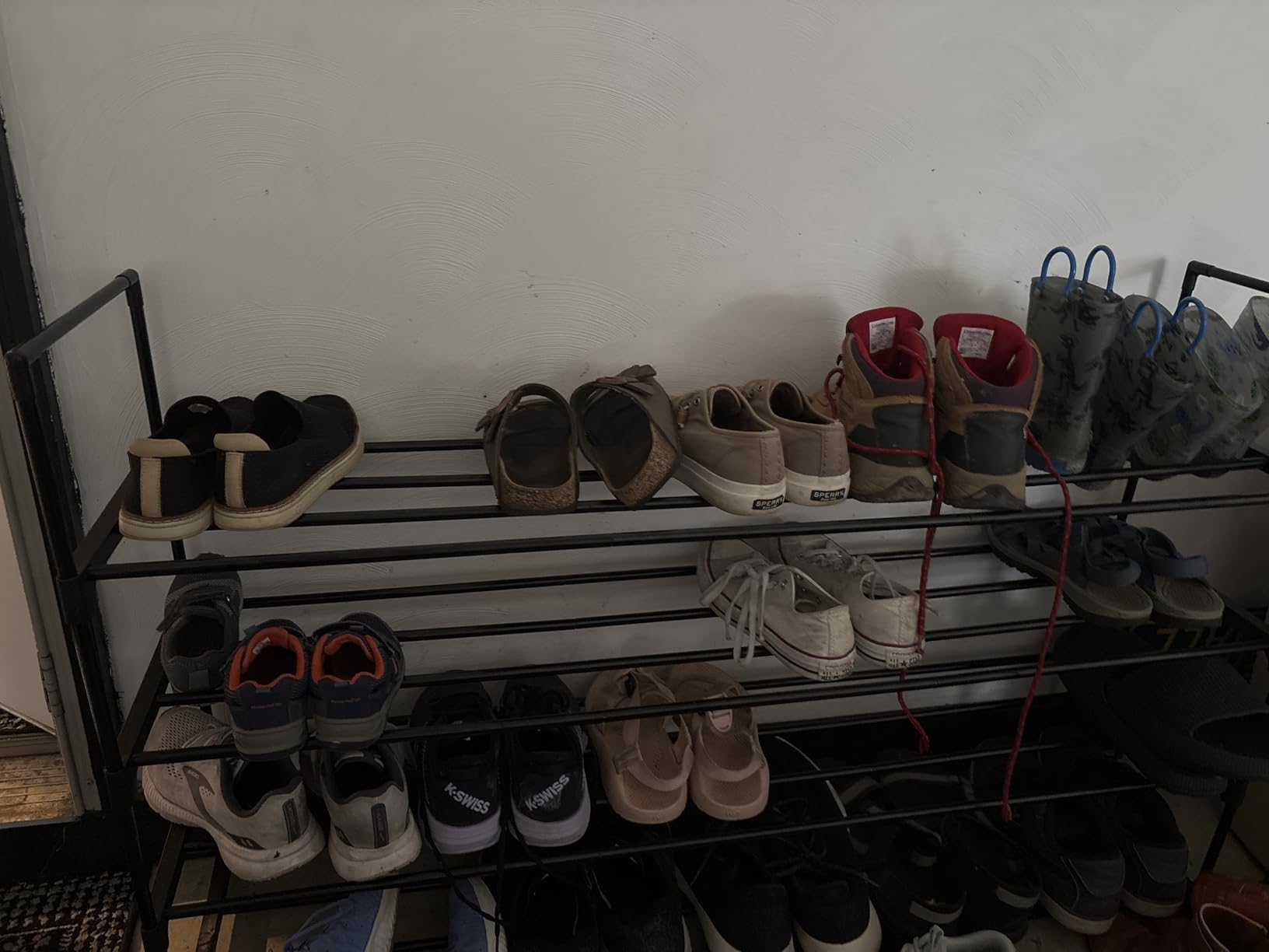 SONGMICS Shoe Rack, 3-Tier Shoe Organizer, Metal Storage Shelf, Upright or Upside Down, for 16-20 Pairs, Stackable, for Entryway, 11.8 x 36.2 x 21.7 Inches, Black ULSA303B02 customer photo 1