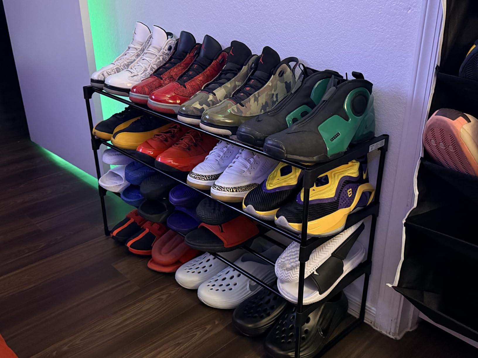 SONGMICS Shoe Rack, 3-Tier Shoe Organizer, Metal Storage Shelf, Upright or Upside Down, for 16-20 Pairs, Stackable, for Entryway, 11.8 x 36.2 x 21.7 Inches, Black ULSA303B02 customer photo 2