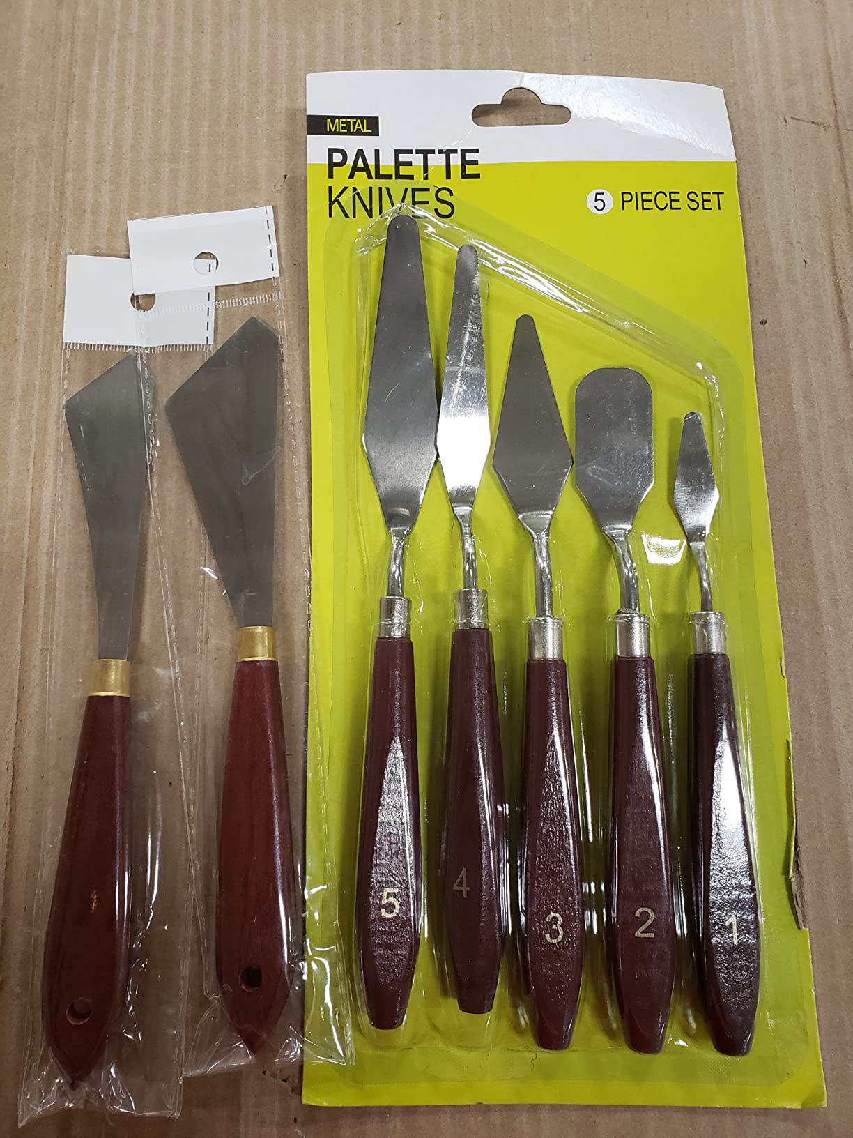 Honoson 7 Pieces Painting Knife Set Spatula Palette Knife Stainless Steel Drawing Scraper Oil Painting Accessories with Wood Handle for Art Acrylic Draw Color Mixing Supplies (Redwood Color) customer photo 2