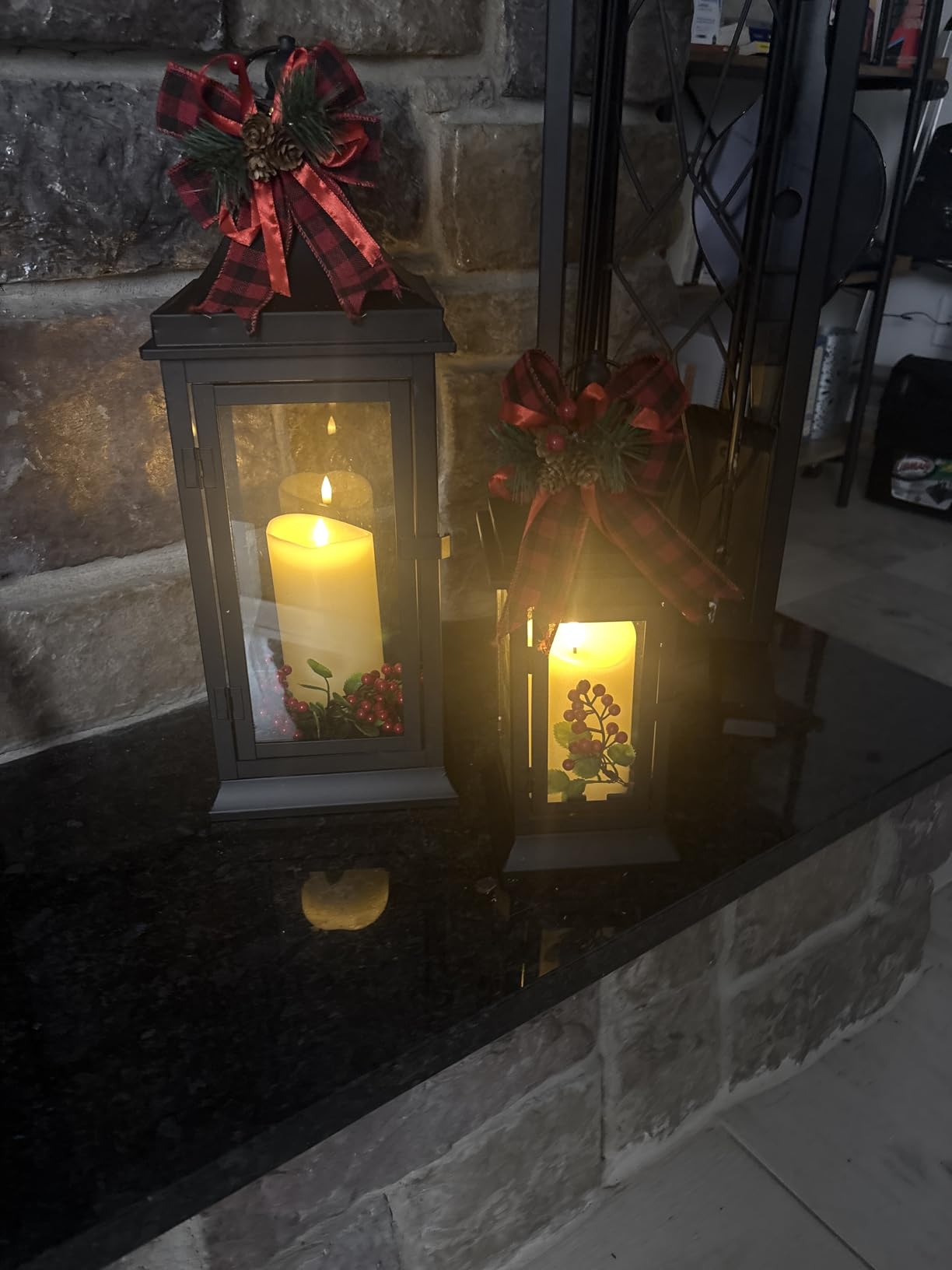 JHY DESIGN Set of 2 13''&19.5''Tall Outdoor Candle Lanterns Vintage Hanging Tower Lantern Metal Candle Holder for Garden Living Room Indoor Outdoor Parties Weddings Balcony(Black) customer photo 2