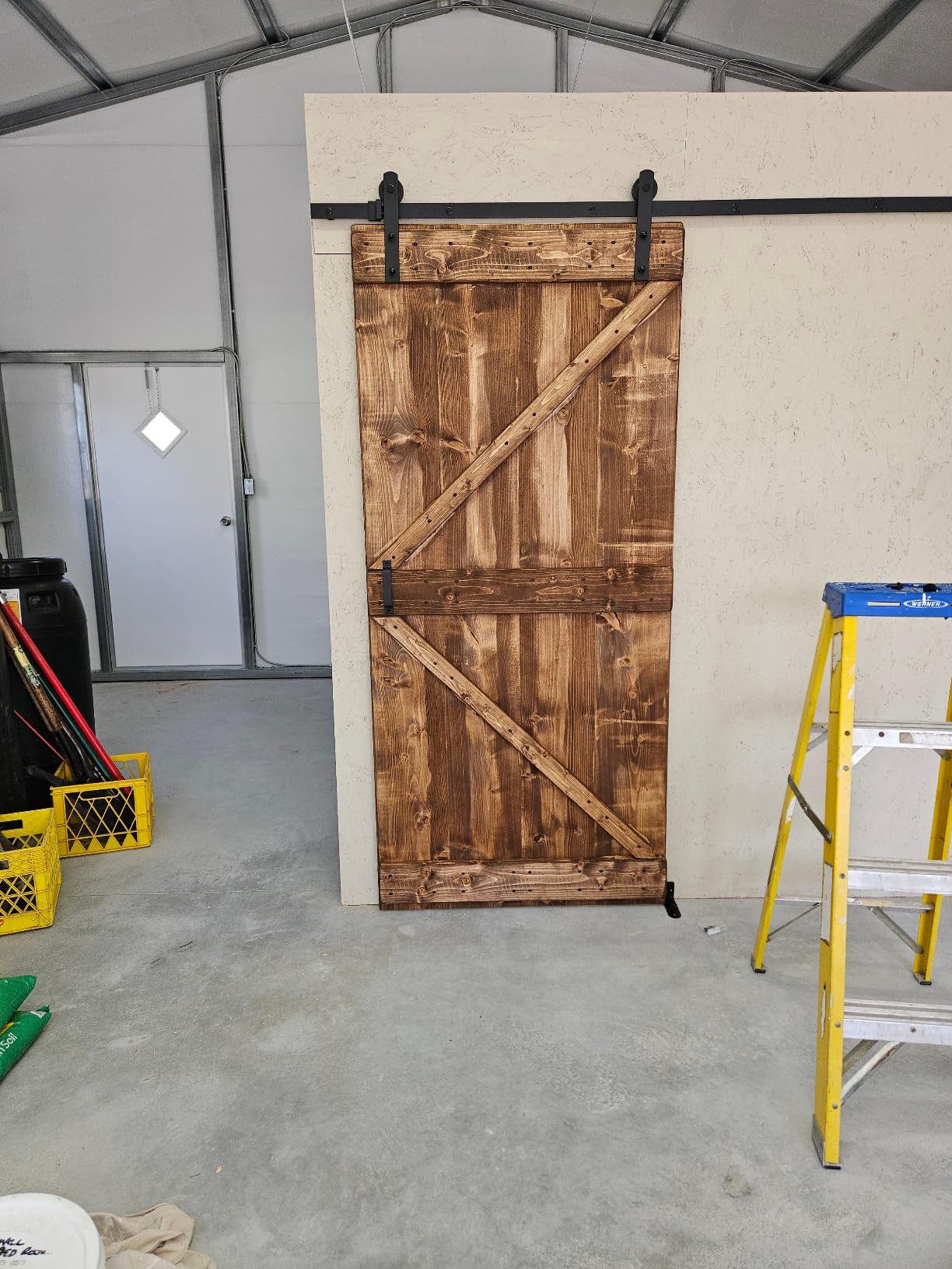 Signstek 6.6FT Sliding Barn Door Hardware Kit, Heavy Duty Whole Set (Includes Adjustable Floor Guide, 2 Handles and Door Hook) -Smoothly and Quietly, Fit 36
