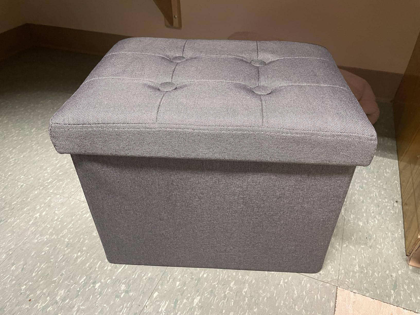 ALASDO Storage Ottoman Footrest Stool Small Ottoman with Storage Foldable Ottomans Foot Rest Footstool Bench for Living Room 17x13x13in Grey customer photo 1