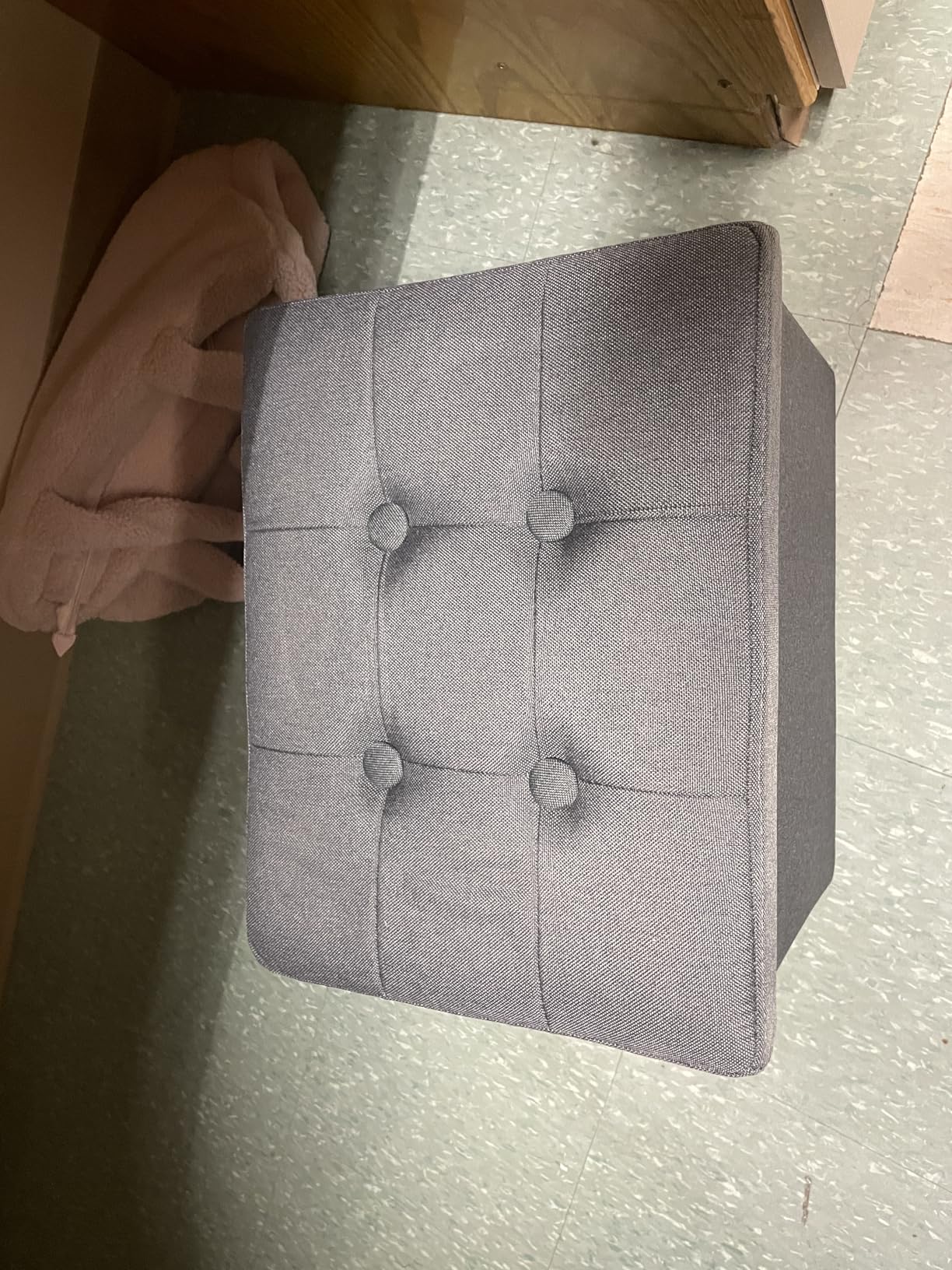 ALASDO Storage Ottoman Footrest Stool Small Ottoman with Storage Foldable Ottomans Foot Rest Footstool Bench for Living Room 17x13x13in Grey customer photo 2