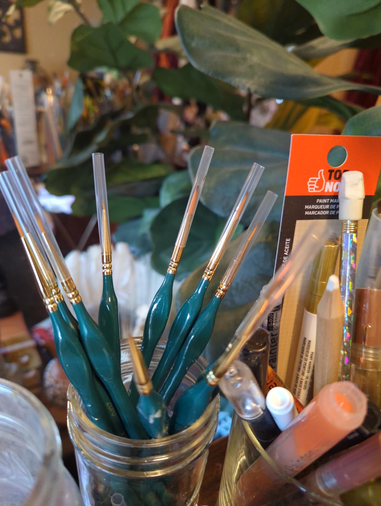 Transon Detail Thin Paint Brush Set 6pcs for Model Minature Craft and Art Painting Green customer photo 2