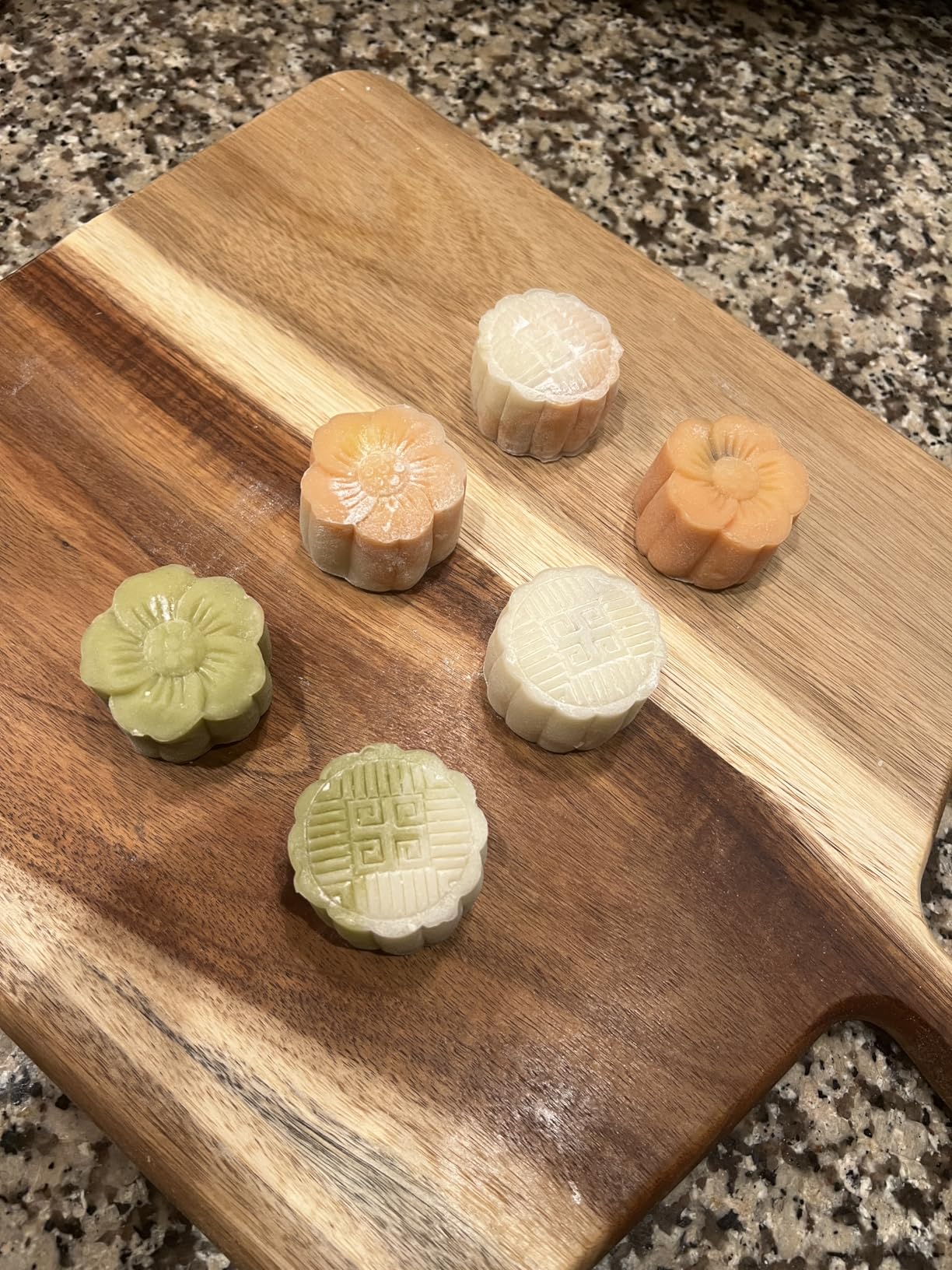 Moon Cake Mold Set 4pcs 50g Cookie Stamps, Cherry Blossom Floral Mid Autumn Festival DIY Hand Press Cookie Dessert Cutter Pastry Decoration Flower Impressions Tool Mooncake Maker (50g) customer photo 1