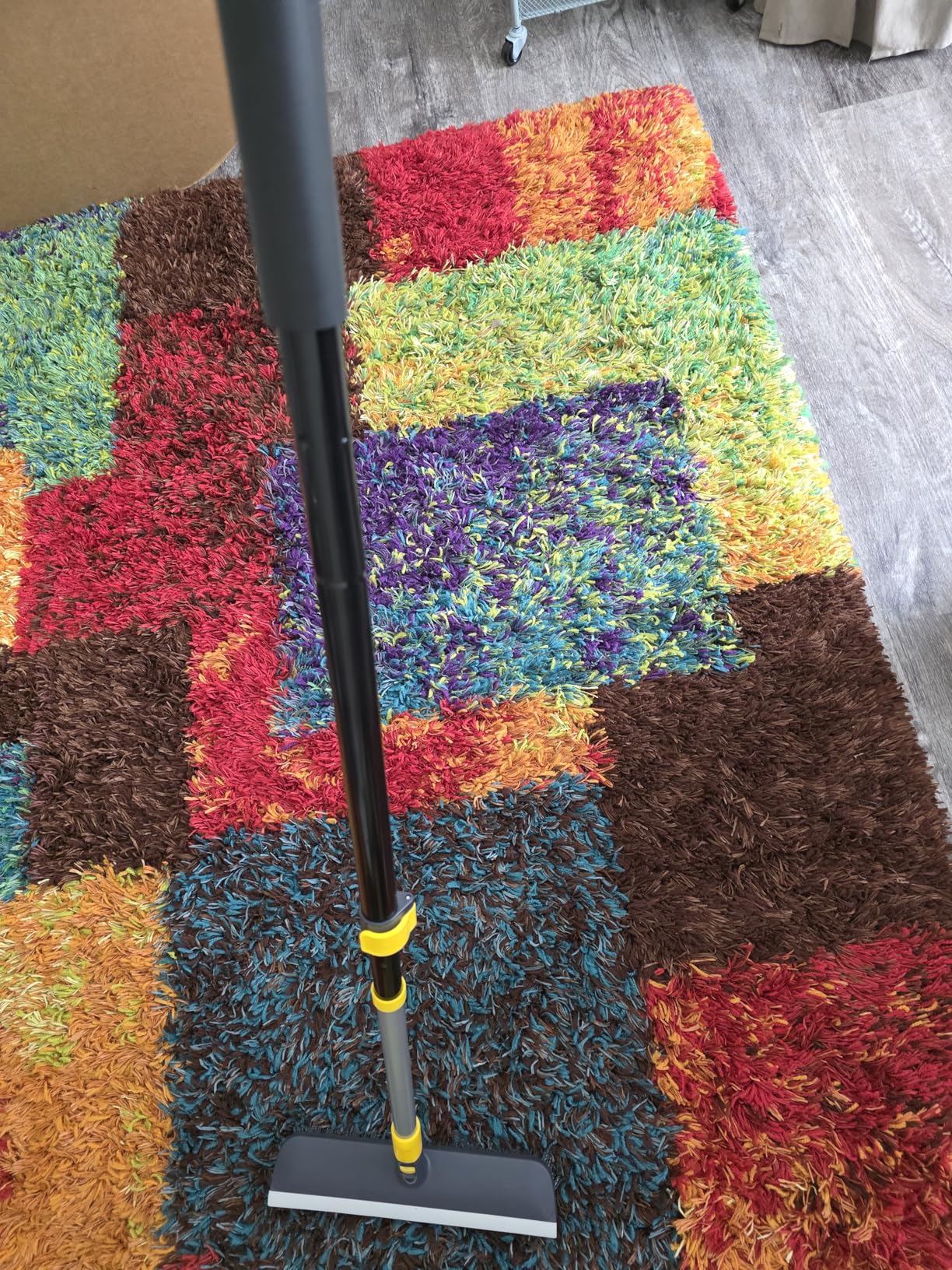 Yocada Floor Scrub Brush Telescopic Handle 2 in 1 Scrape Brush Stiff Bristle Shower Scrubber for Cleaning Patio Bathroom Garage Kitchen Wall Deck Tub Tile 55.9 inch Tall customer photo 1