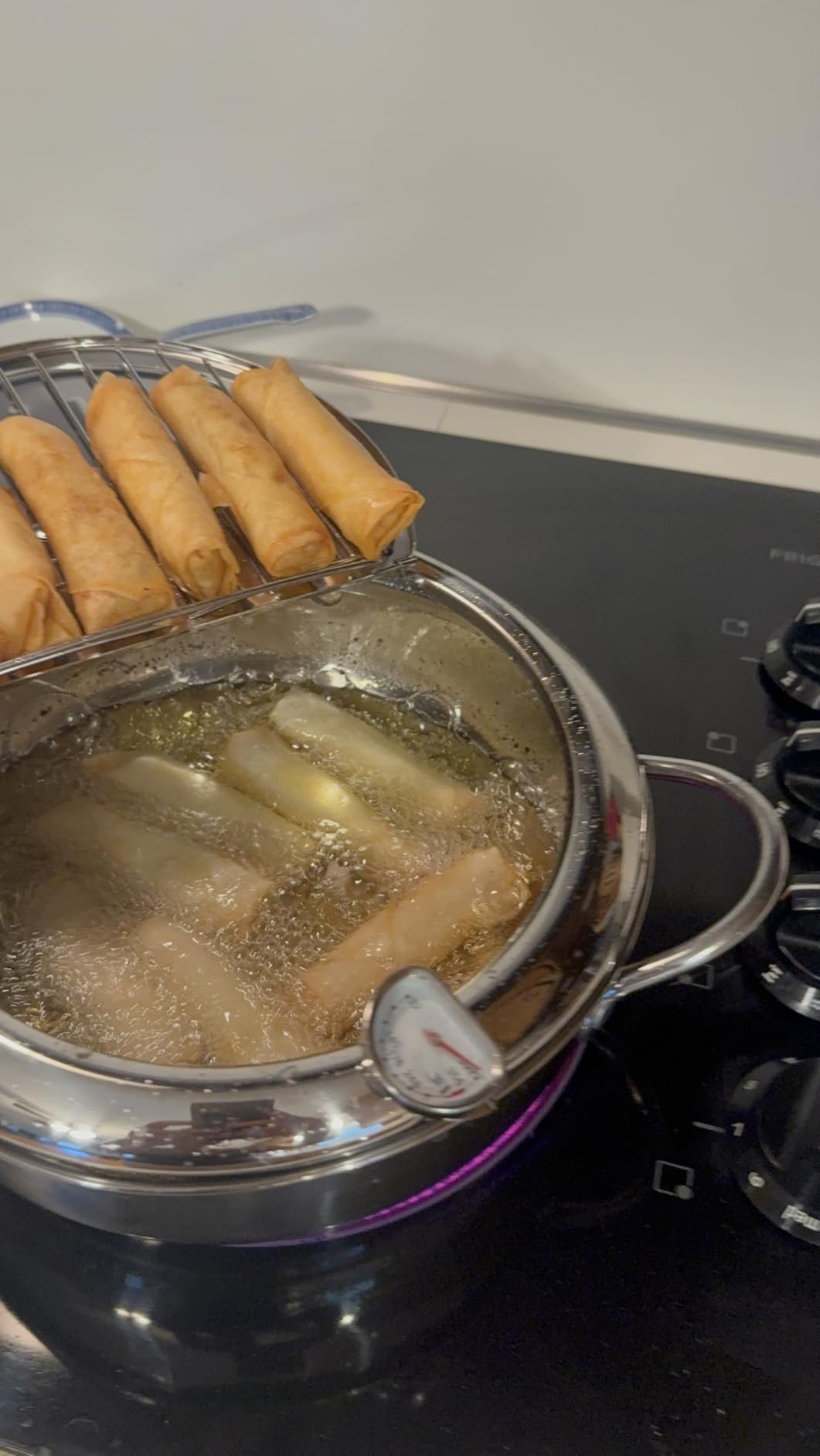Tempura Deep Frying Pot 3.4L, 304 Stainless Steel Deep Fryer pot with Fahrenheit Thermometer and Oil Draining Rack for Tempura chips, Fish, and Chicken customer photo 1