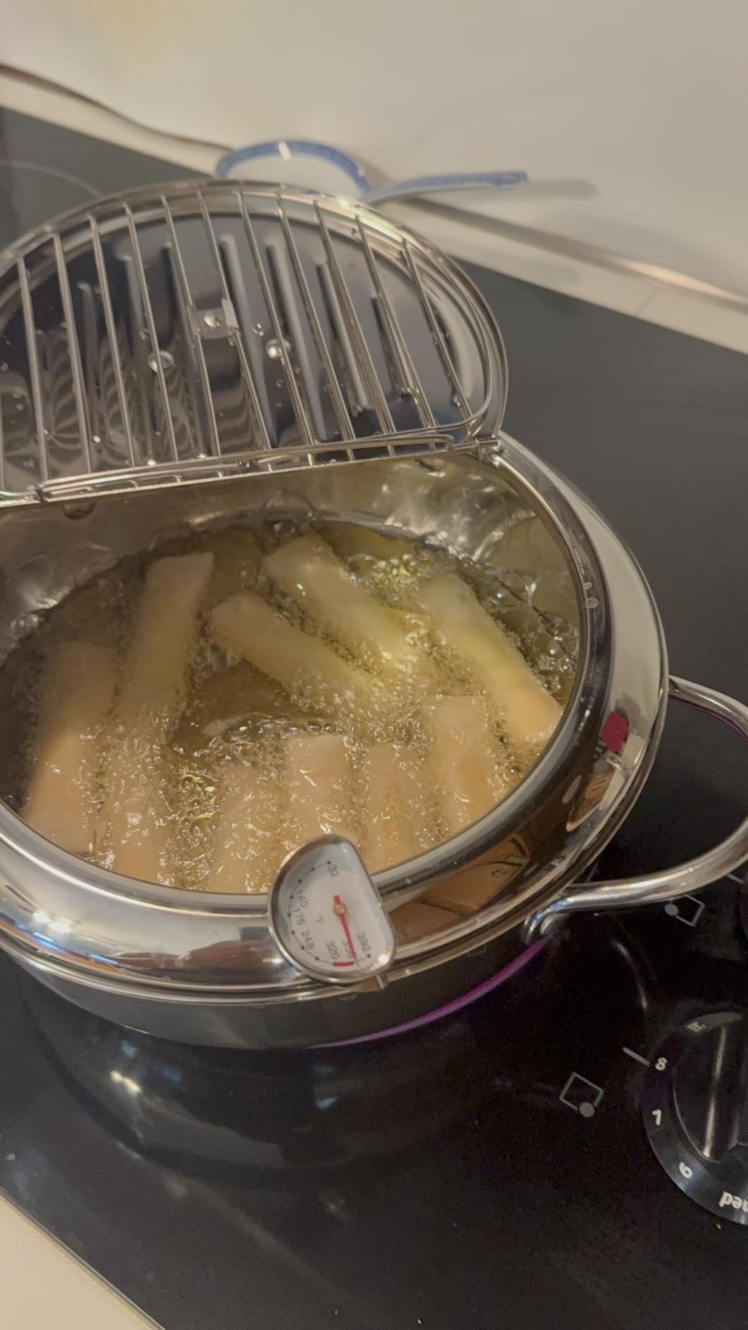 Tempura Deep Frying Pot 3.4L, 304 Stainless Steel Deep Fryer pot with Fahrenheit Thermometer and Oil Draining Rack for Tempura chips, Fish, and Chicken customer photo 2