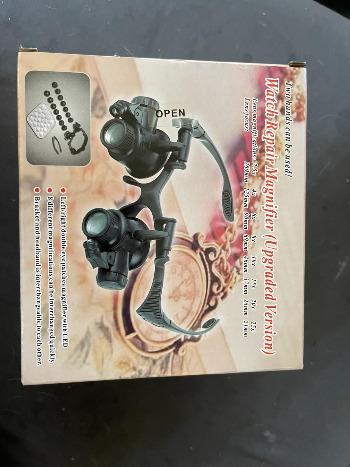 Head Mount Magnifying Glass with LED Light, Jewelers Loupe Magnifier with 8 Interchangeable Lens 2.5X/4X/6X/8X/10X/15X/ 20X/25X for Close Work/Electronics/Eyelash/Crafts/Jewelry/Repair customer photo 2
