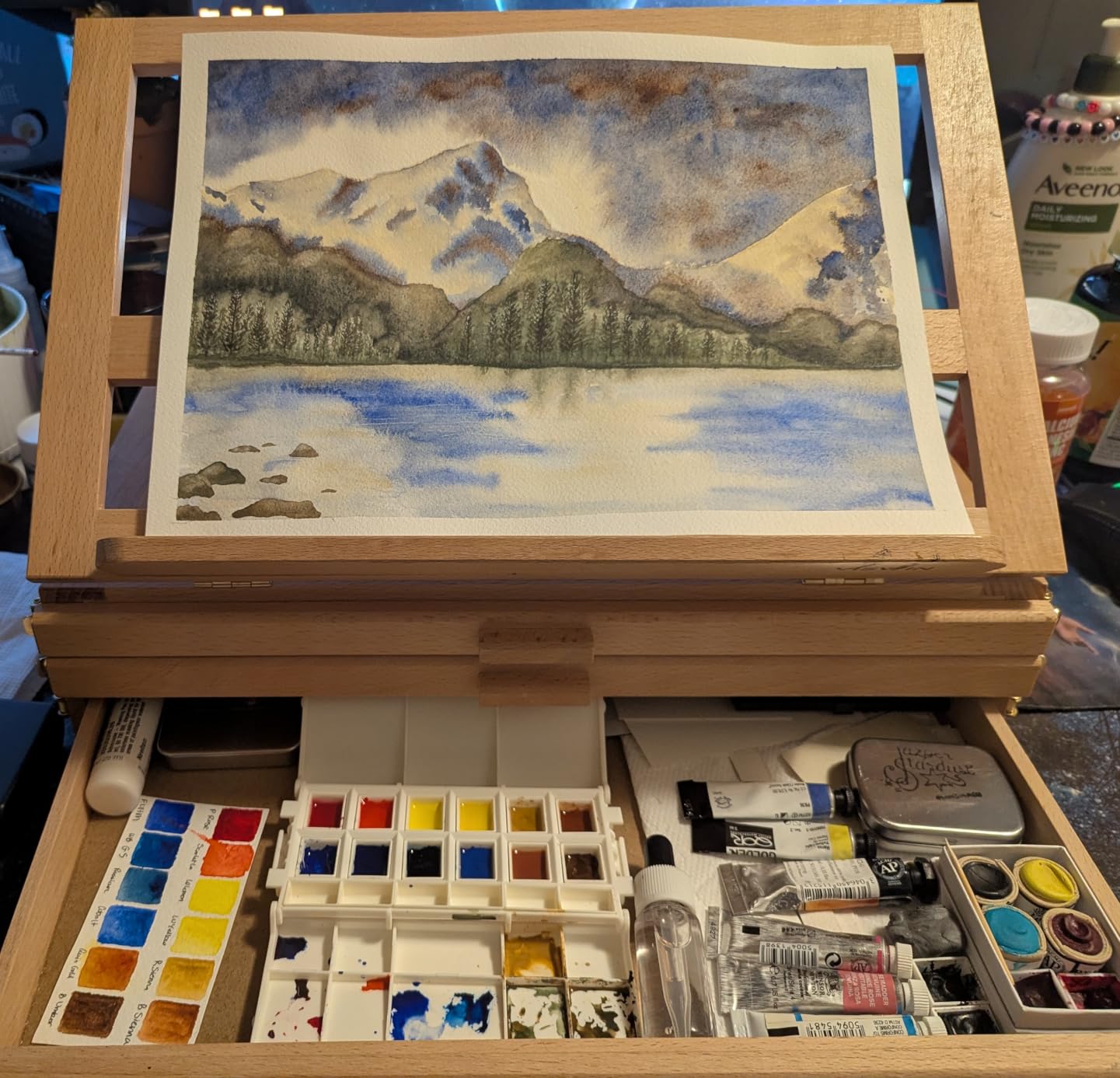 VISWIN Tabletop Easel with Storage Drawer & Palette, Adjustable Portable Beech Wood Sketch Box Table Top Easel for Painting customer photo 2