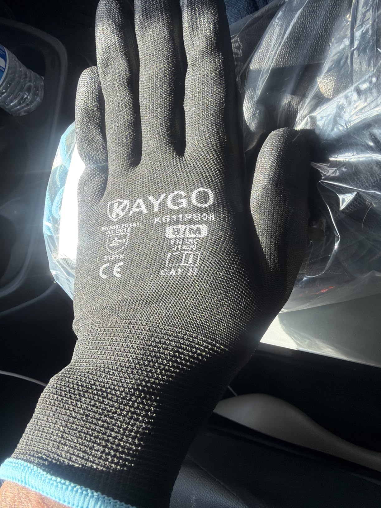 Safety Work Gloves MicroFoam Nitrile Coated-12 Pairs, KAYGO KG18NB, Seamless Knit Nylon Glove with Black Micro-Foam Nitrile Grip, Ideal for General Purpose, Automotive, Home Improvement, Blue customer photo 2