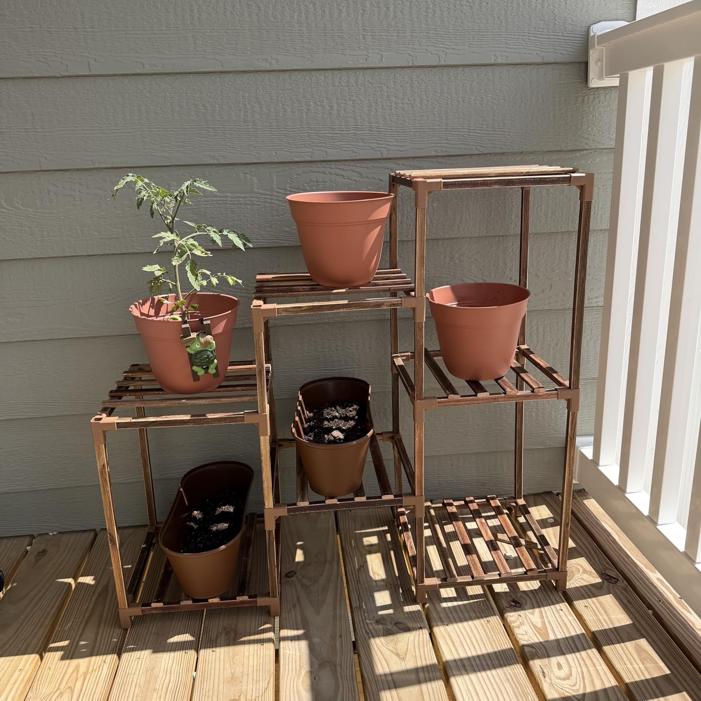 Bamworld Plant Stand Indoor Plant Shelf Outdoor Wood Plant Rack for Multiple Plants 3 Tiers Ladder Plant Holder for Living Room Patio Boho Home Decor for Gardening customer photo 2