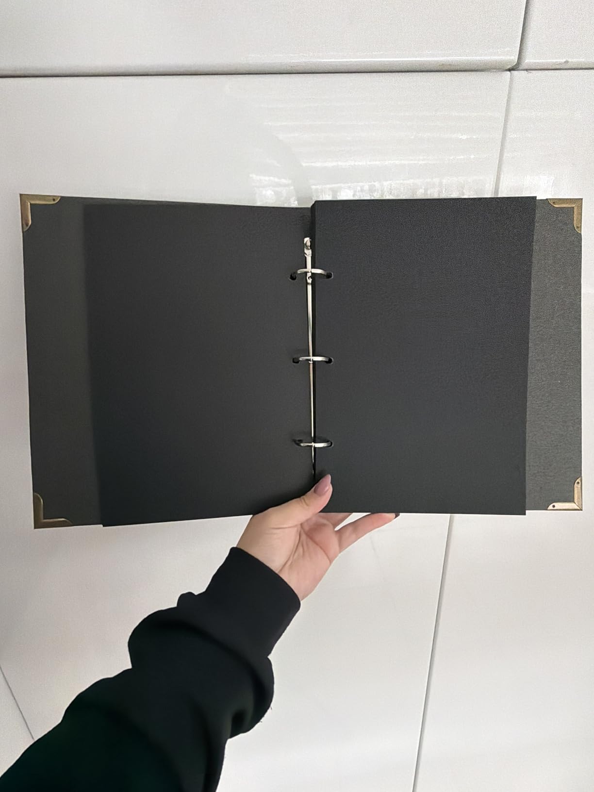 Vienrose DIY Scrapbook Photo Album Kit with Pens Tapes and Stickers 60 Pages Hardcover 8.5x11 Inches 3 Rings Removable Black Paper Scrapbooking Gift for Lover Friends Kids Wedding Valentine's White customer photo 2