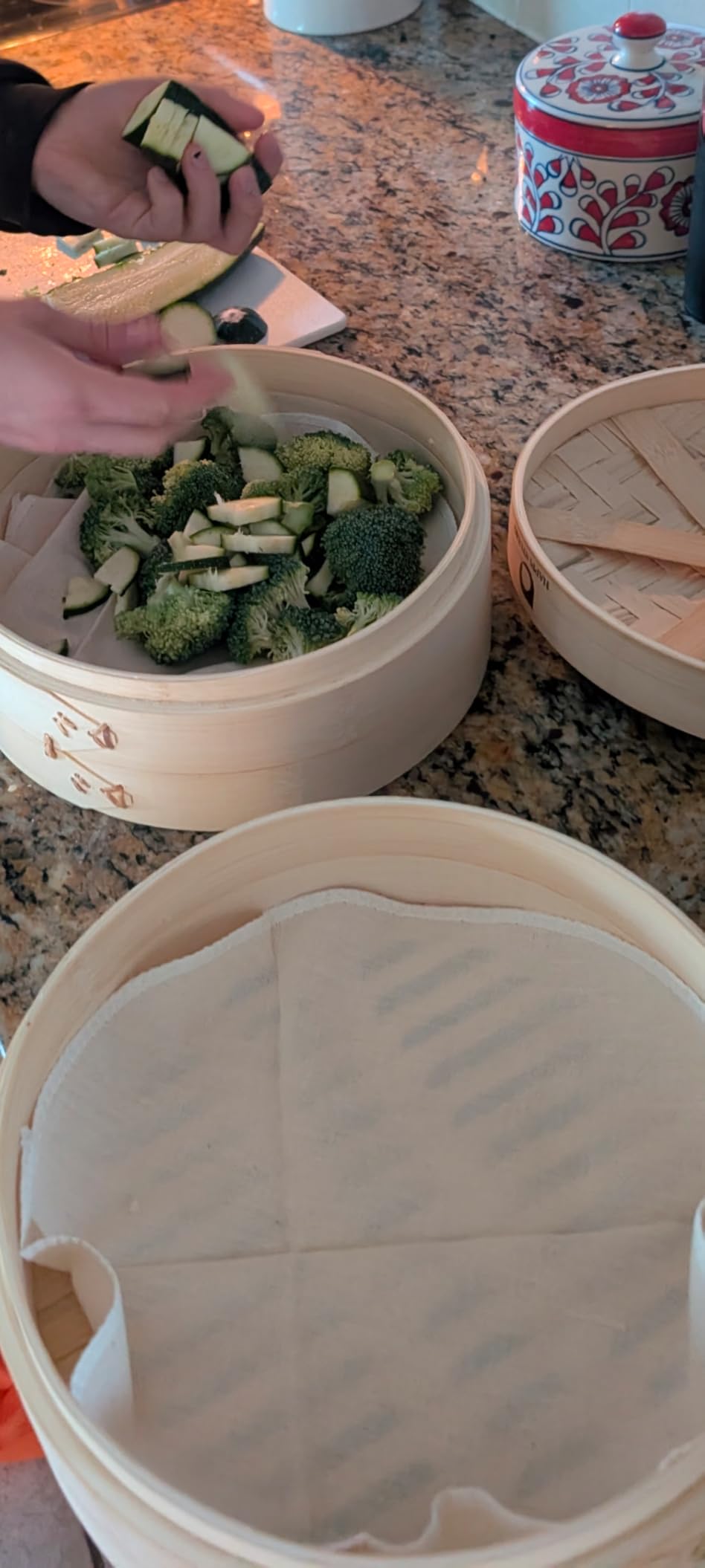Bamboo Steamer Basket 10 Inch - 2 Tier Dumpling Steamer for Cooking Dim Sum Bao Buns Momo Rice Vegetables - Chinese Basket for Dumplings with Lid - Japanese Steam Baskets customer photo 1