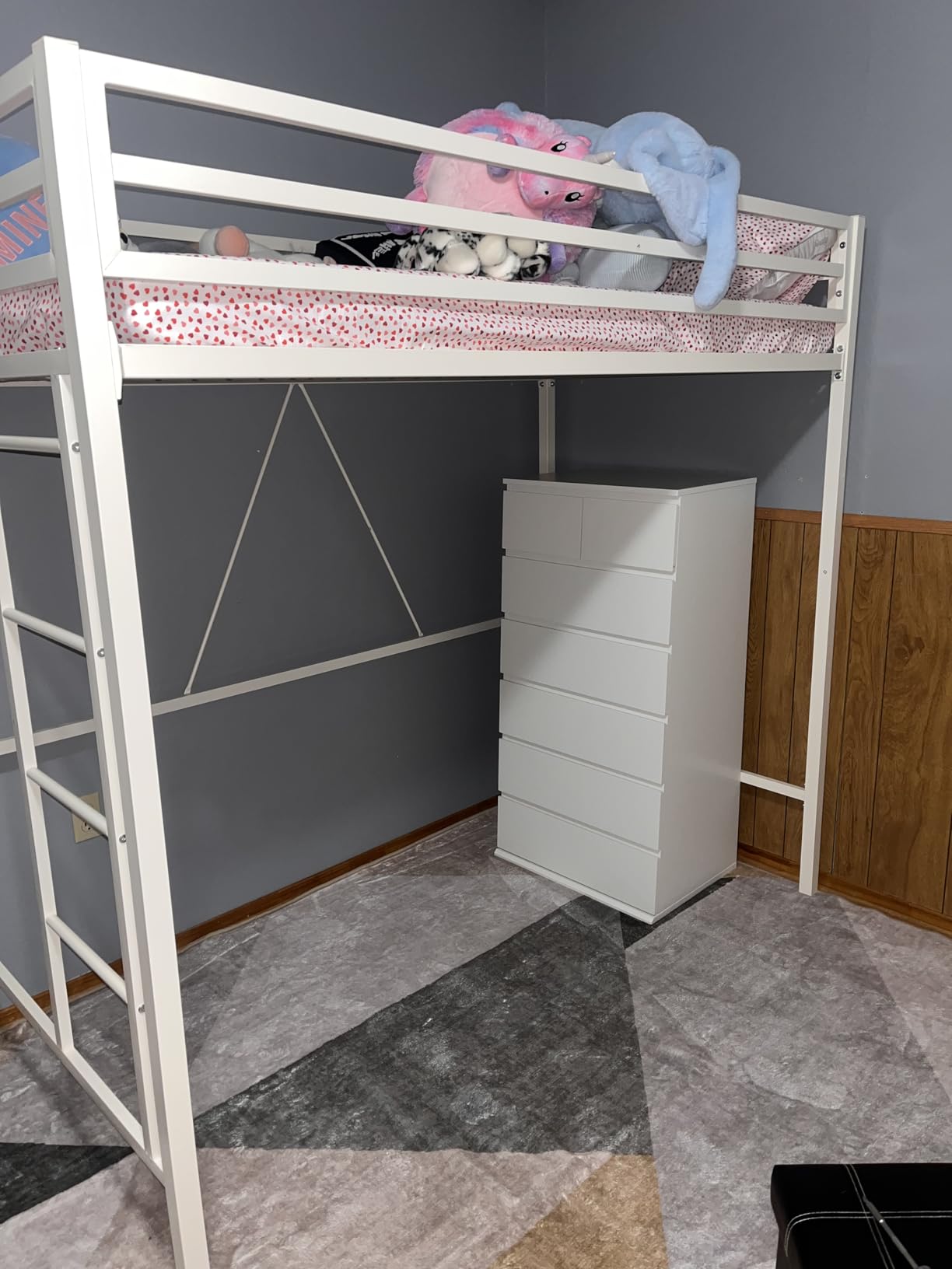 SHA CERLIN Loft Bed Twin Size with Ladder and Guardrail, Heavy Duty Metal Slats Support No Box Spring Needed Small Space Saving Furniture for Bedroom Dorm, Black customer photo 2