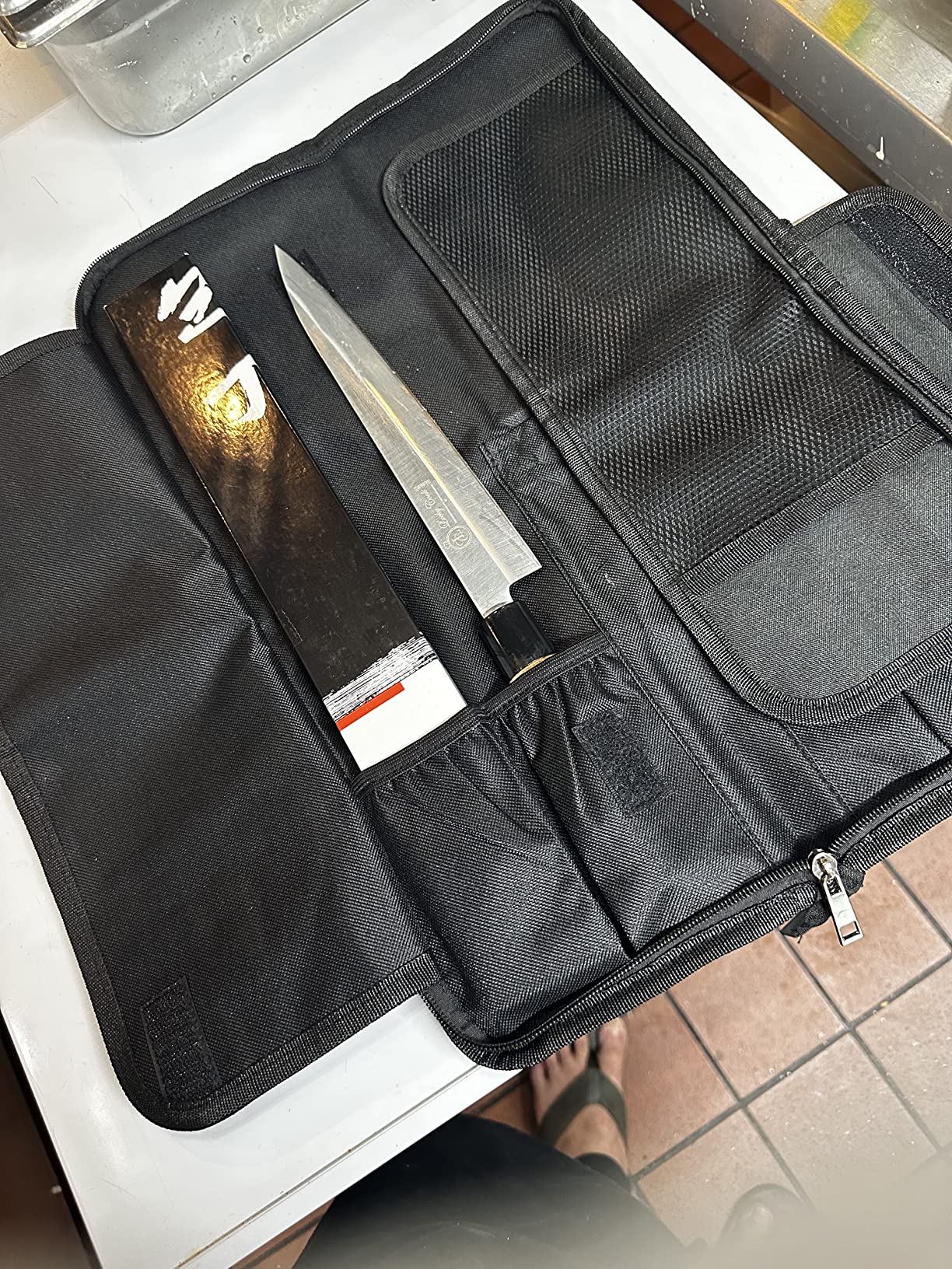 Chef's Knife Roll Bag, Heavy Duty Oxford Chef Knife Bag, Portable 13 Slots Chef Knife Case, Multi-function Cutlery Knives Pouch Holder Knife Wrap Wallet Tool Roll customer photo 2