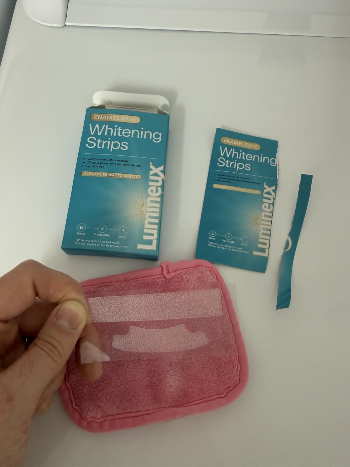 Lumineux Teeth Whitening Strips Kit - 9 Treatments (1 Month) - Peroxide Free - Enamel Safe for Whiter Teeth - Whitening Without The Sensitivity - Dentist Formulated customer photo 1