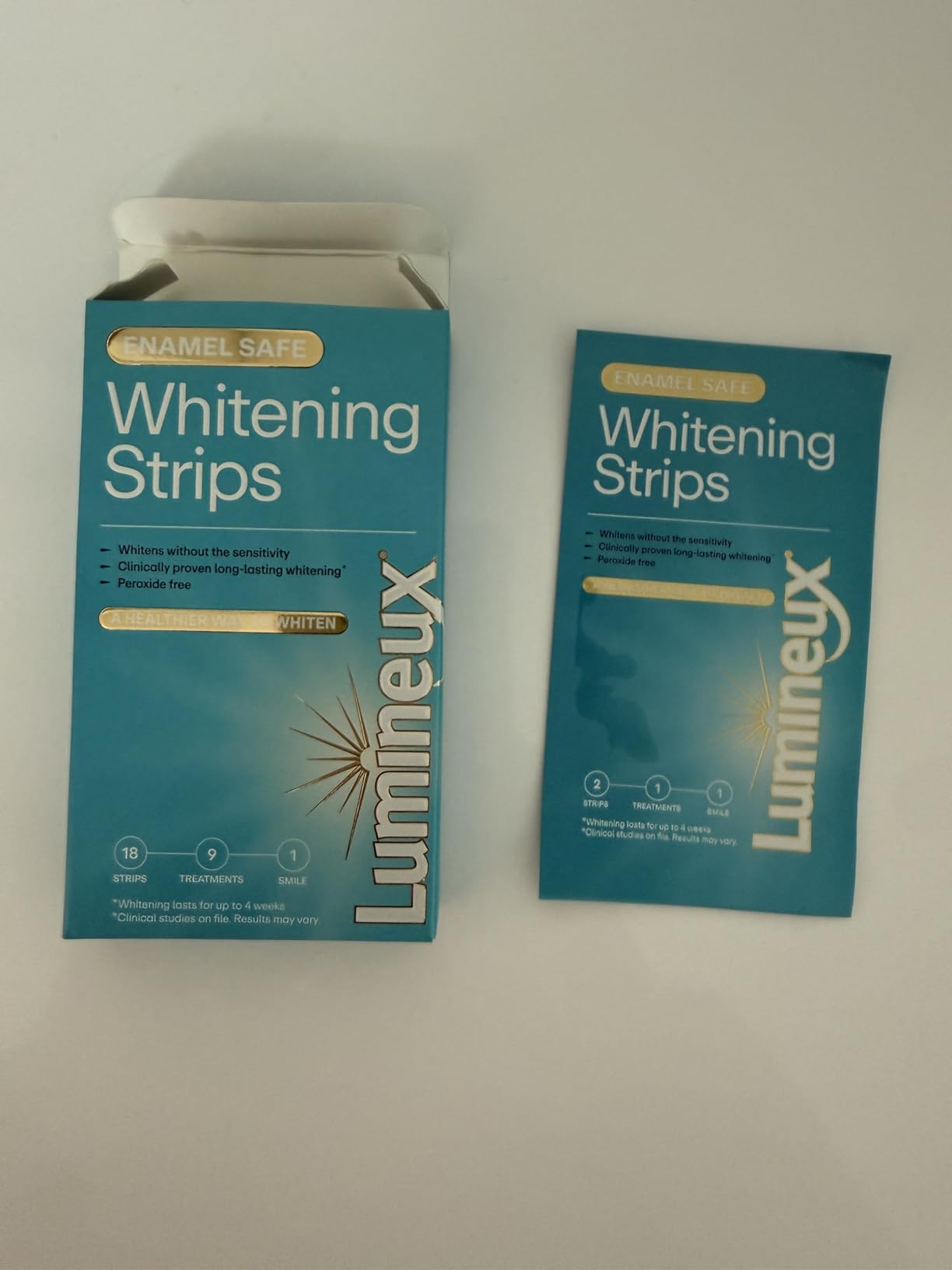 Lumineux Teeth Whitening Strips Kit - 9 Treatments (1 Month) - Peroxide Free - Enamel Safe for Whiter Teeth - Whitening Without The Sensitivity - Dentist Formulated customer photo 2