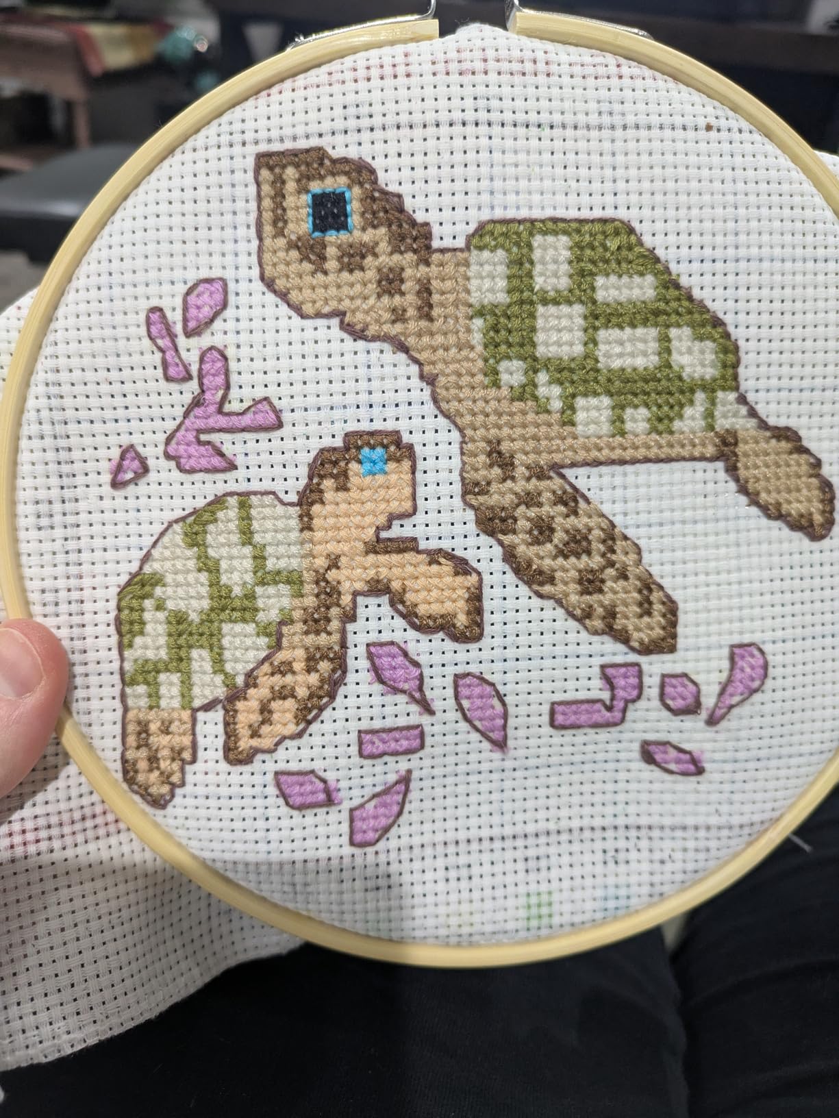 Awesocrafts Cross Stitch Kits Little Turtle Looking for Mom 11CT Stamped Patterns Easy Cross Stitching Embroidery Needlework Kit Supplies (Turtle) customer photo 1