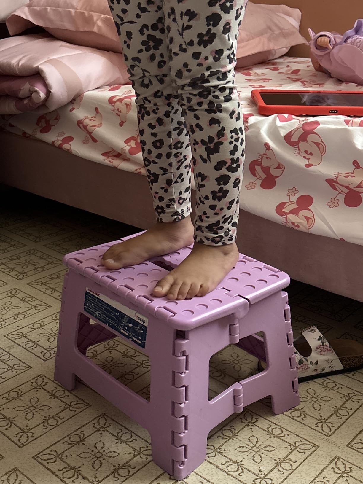 ACSTEP Folding Step Stool 9 Inch, Sturdy Collapsible Kitchen Step Stool Foldable for Kids, Toddlers & Adults, Non Slip Lightweight Foot Stools with Handle, Holds 300 lbs Ideal for Bathroom Bedroom customer photo 1