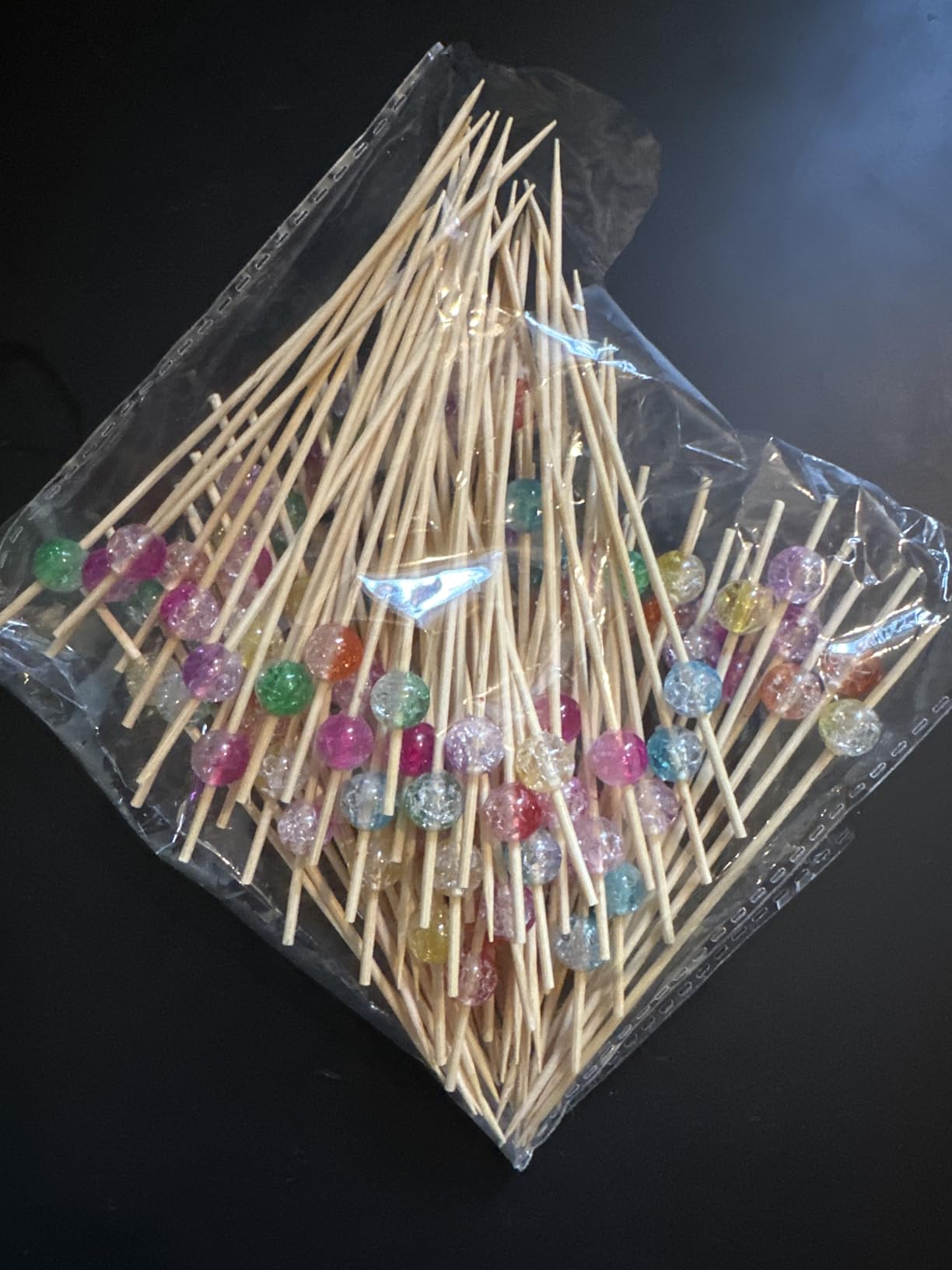 ALINK 100-Pack Cocktail Picks, Colorful Pearl Fancy Toothpicks for Appetizers, Wooden Food Picks Skewers for Food, Drinks, Fruits Party, Charcuterie Accessories - 4.72 inch customer photo 1