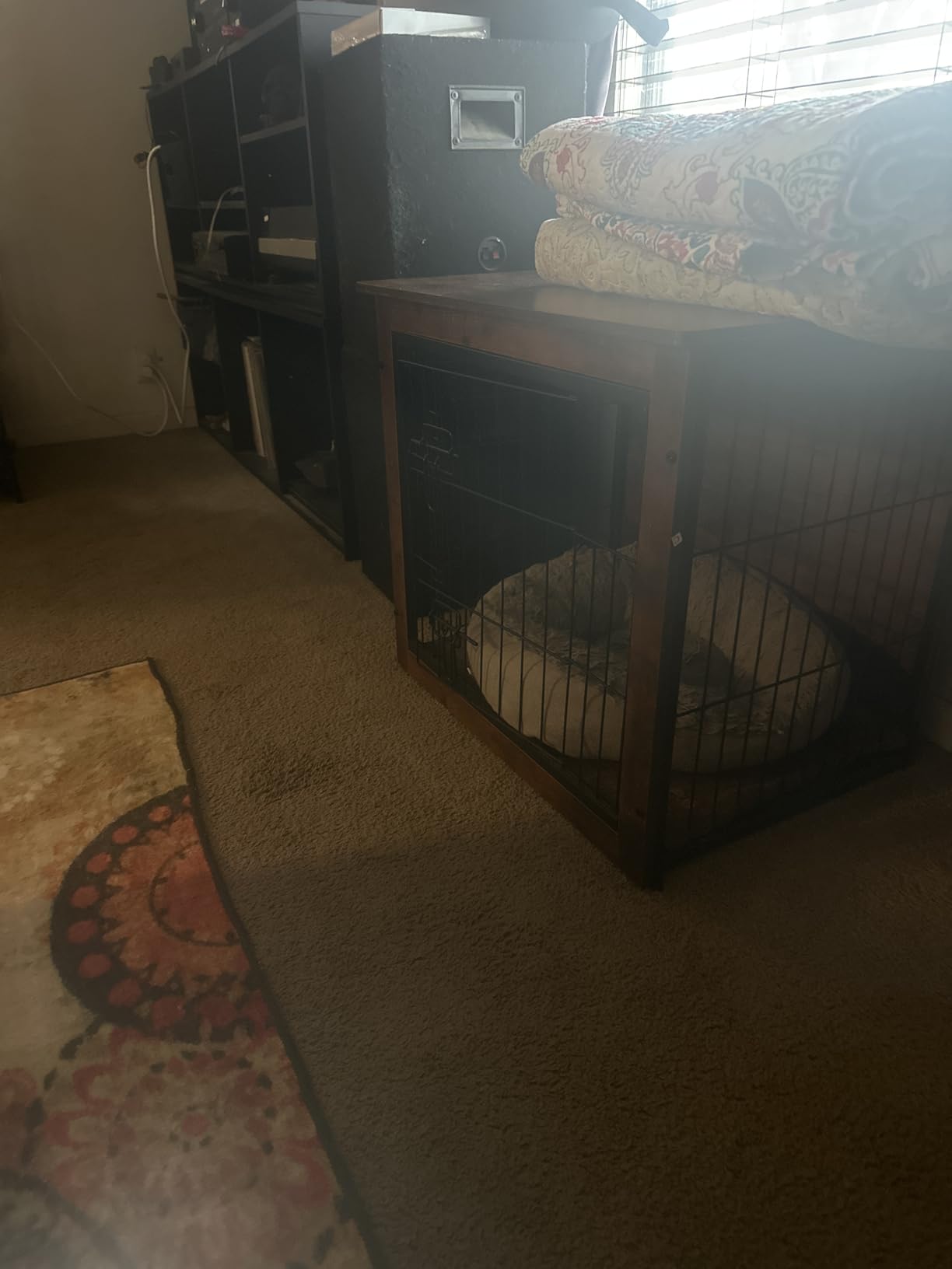 DWANTON Dog Crate Furniture with Cushion, Wooden Kennel Table with Double Doors, Indoor Dog House, Small/Medium/Large/Extra Large Size, 27.2