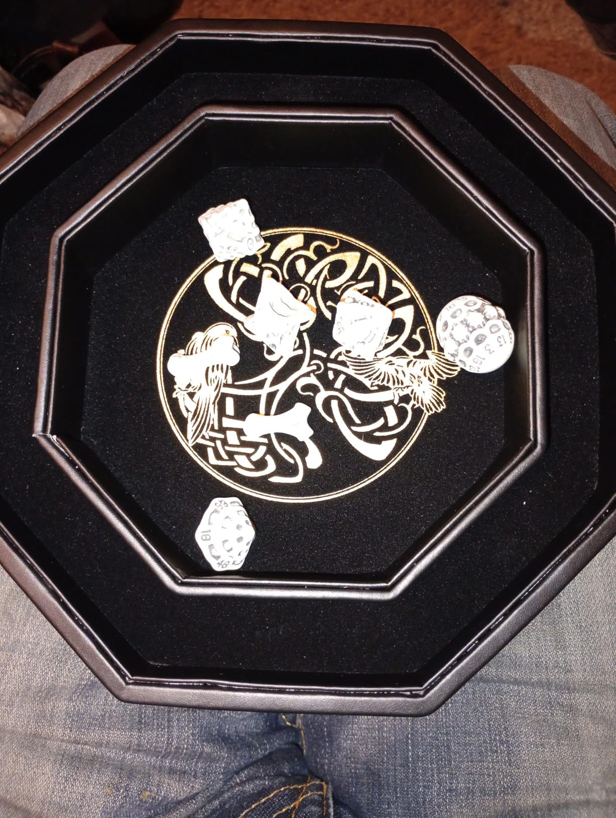 DND Dice Tray - Premium 9 Inch Tray for Dungeons and Dragons: Exquisitely Detailed Green World Tree & Wolf Raven Design customer photo 1