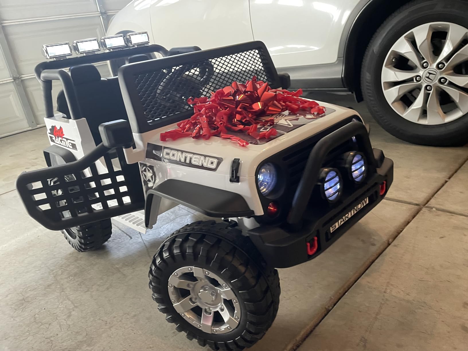Costzon 2-Seater Ride on Truck, 12V Battery Powered Electric Vehicle w/Remote Control, 2 Speeds, Spring Suspension, LED Light, Horn, Music/MP3, 2 Doors Open, Ride on Car for Kids (White) customer photo 2