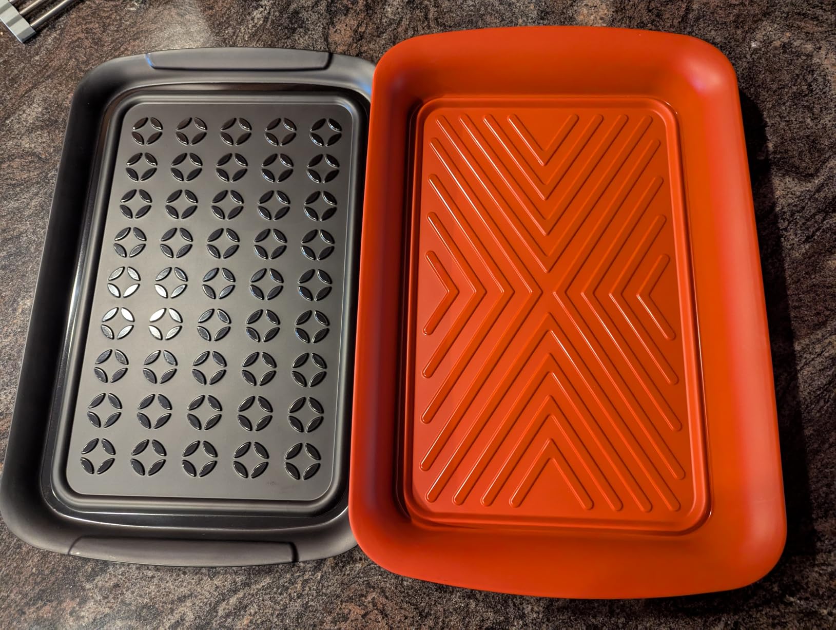 TP Grilling Prep and Serve Trays, 17 x 10.5 inch BBQ Trays for Cooked and Raw Foods, Set of 2 Melamine Serving Platters for Meats, Grill Accessories, Black and Red customer photo 1