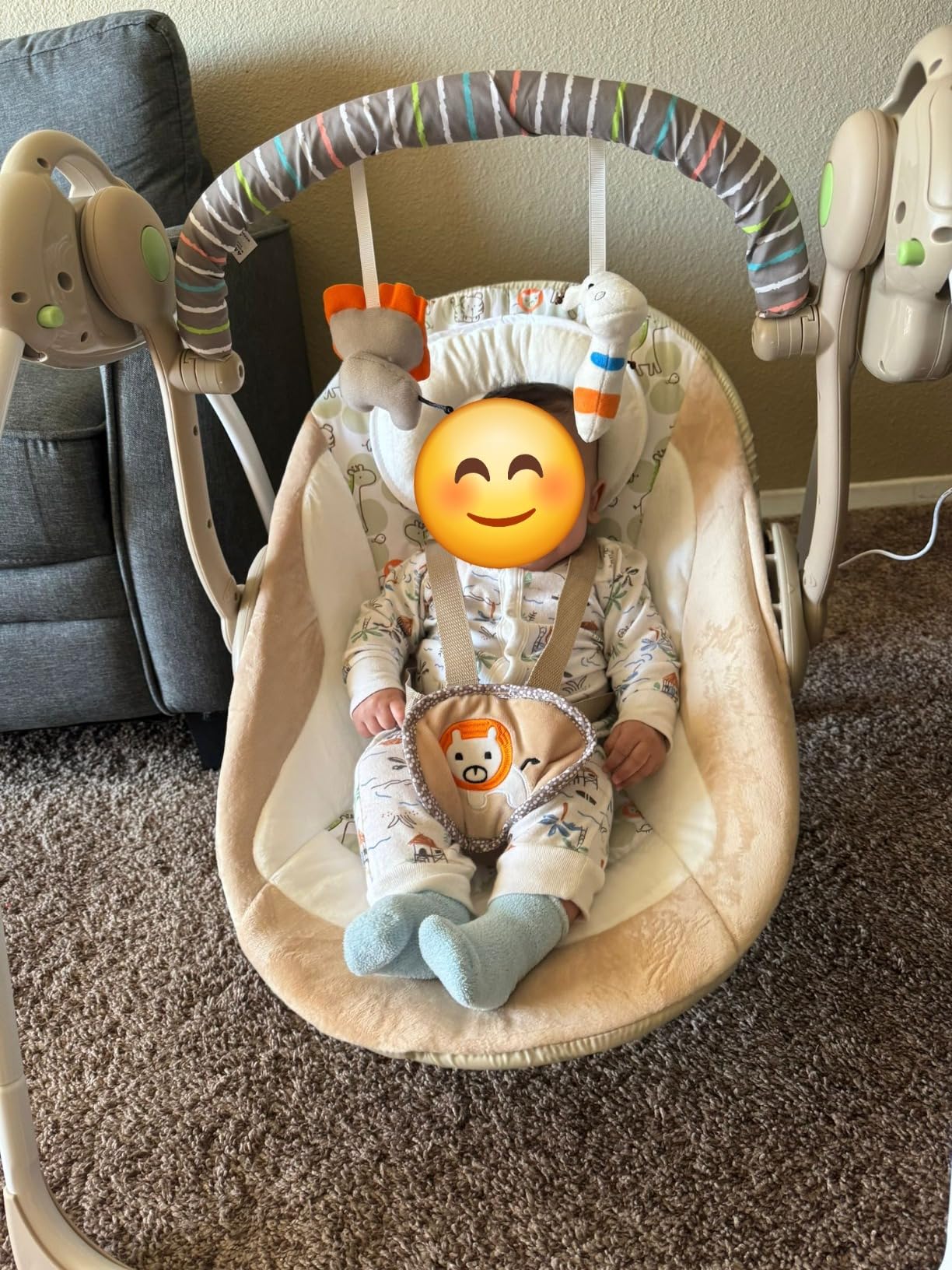 Baby Swings for Infants, Powered by Power Cord (Included) and Batteries for Indoor/Outdoor Use, Easy-Fold Infant Swing, Electric Baby Swing for 0-9 Months 6-25 lbs customer photo 2