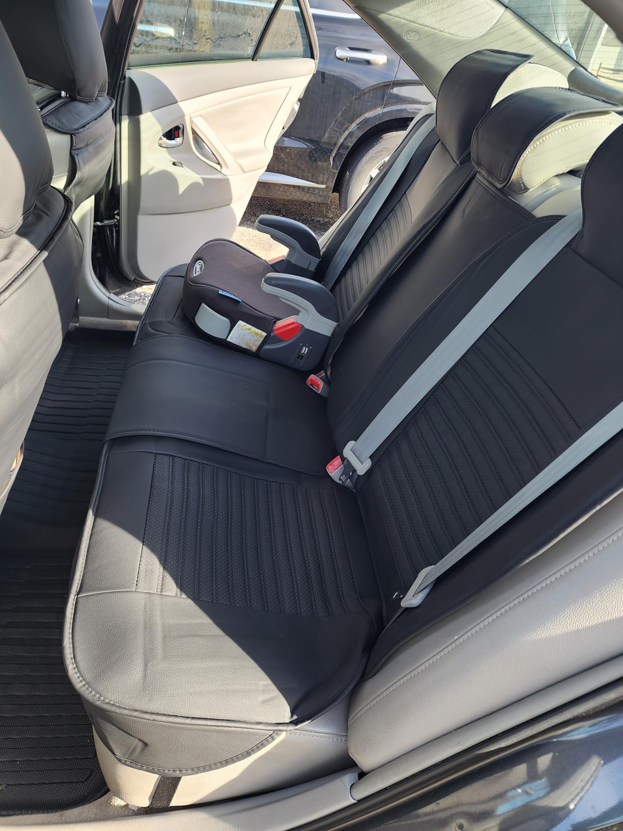 LINGVIDO Full Set Car Seat Covers, Faux Nappa Leather, Airbag Compatible and Waterproof Protectors for Sedans SUVs, Breathable Interior for Active Families, Pets, and Commuters (5 Seats, Black) customer photo 1