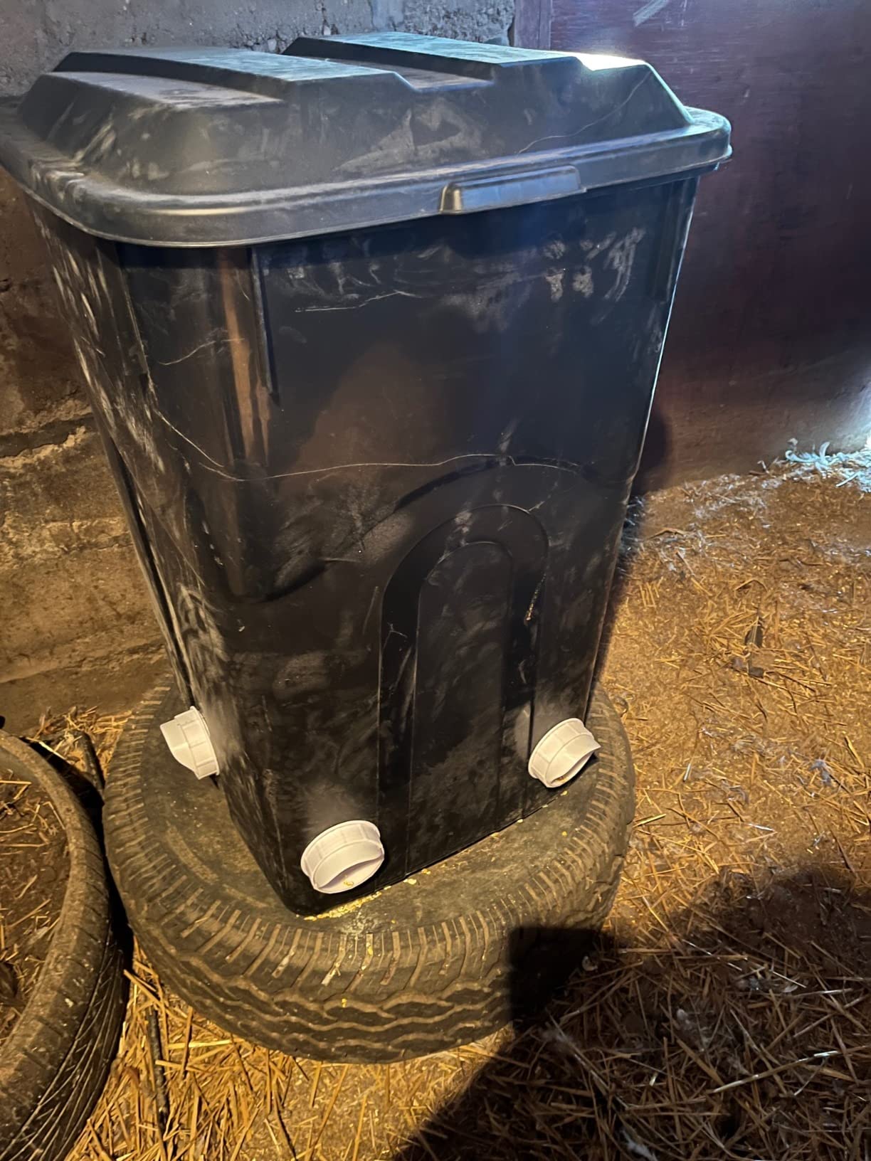 DIY Chicken Feeder Rain Proof Poultry Feeder Port Gravity Feed Kit for Buckets, Barrels, Bins, Troughs customer photo 2