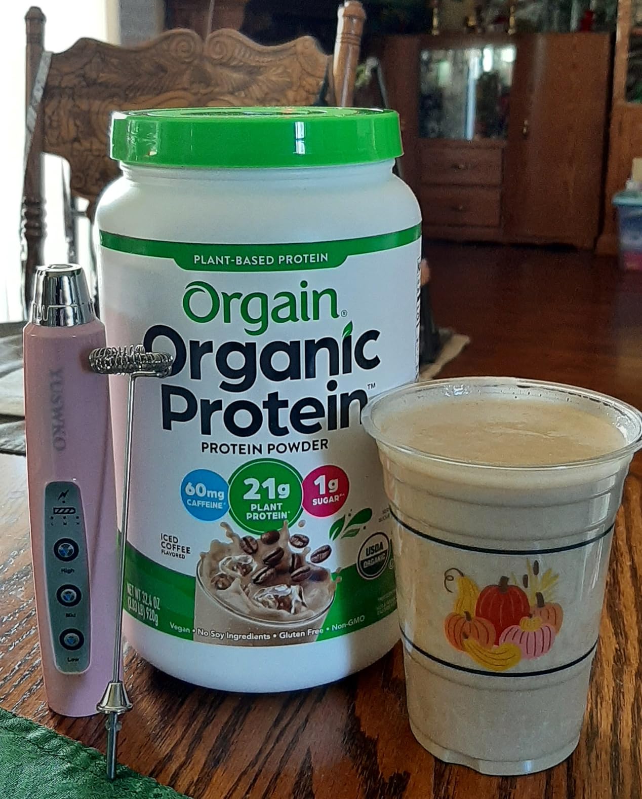 Orgain Organic Vegan Protein Powder, Iced Coffee - 21g Plant Protein, 60mg of Caffeine, Low Net Carb, No Lactose Ingredients, No Added Sugar, Non-GMO, For Shakes & Smoothies, 2.03 lb customer photo 2