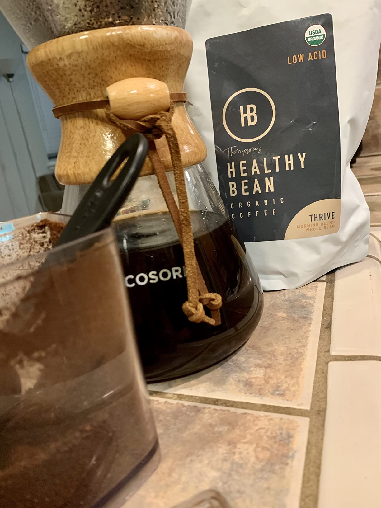 Healthy Bean Coffee Thrive Morning Blend - Whole Bean Low Acid Coffee for Sensitive Stomach, Smooth and Rich Flavor - USDA Organic, Medium Roast Coffee Beans, 11oz customer photo 1
