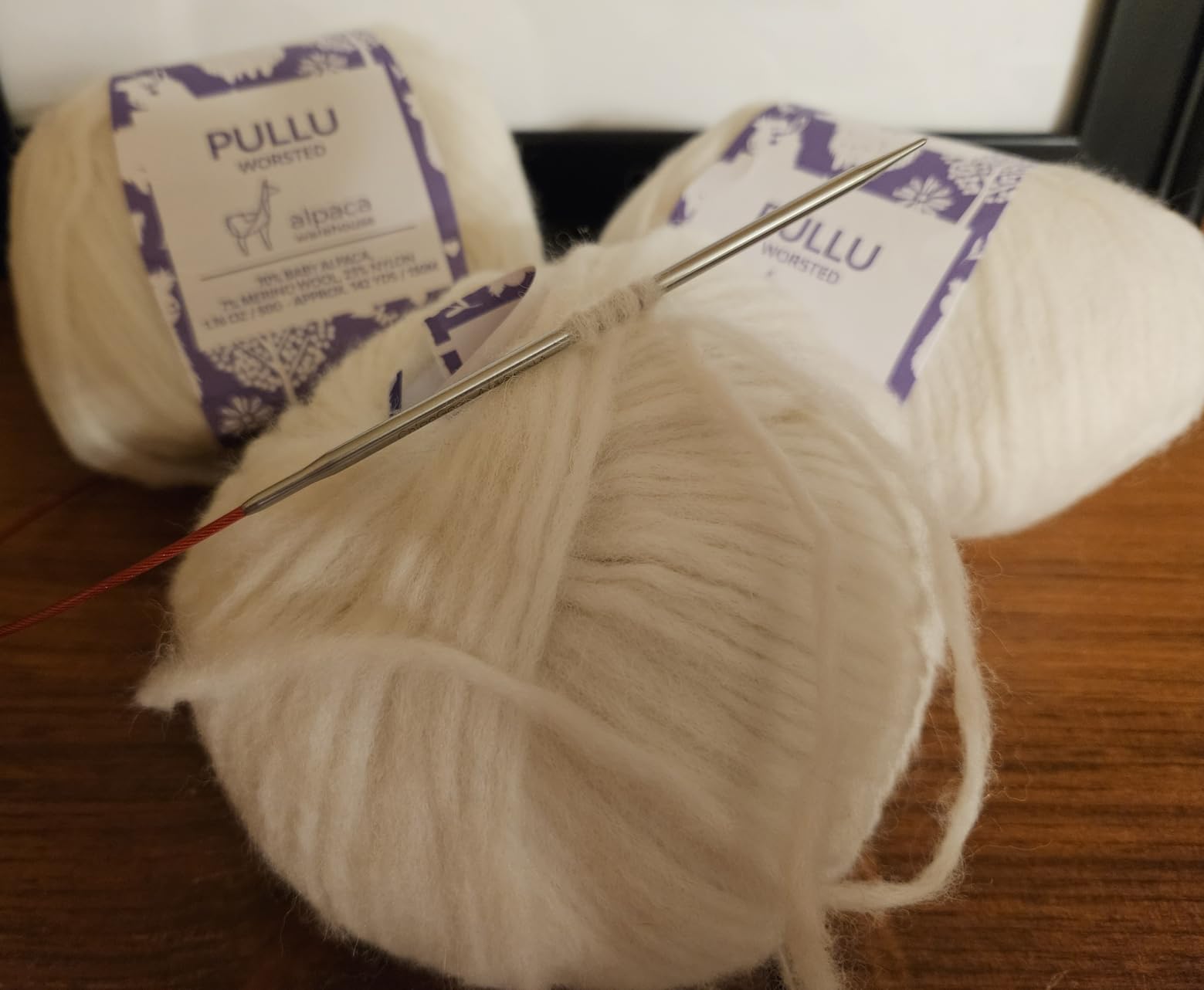 Pullu - Baby Alpaca Merino Wool Yarn Set of 3 Skeins (150 Grams) Worsted Weight - Sourced Directly from Peru - Heavenly Soft and Perfect for Knitting and Crocheting (Lilac Rose) customer photo 1