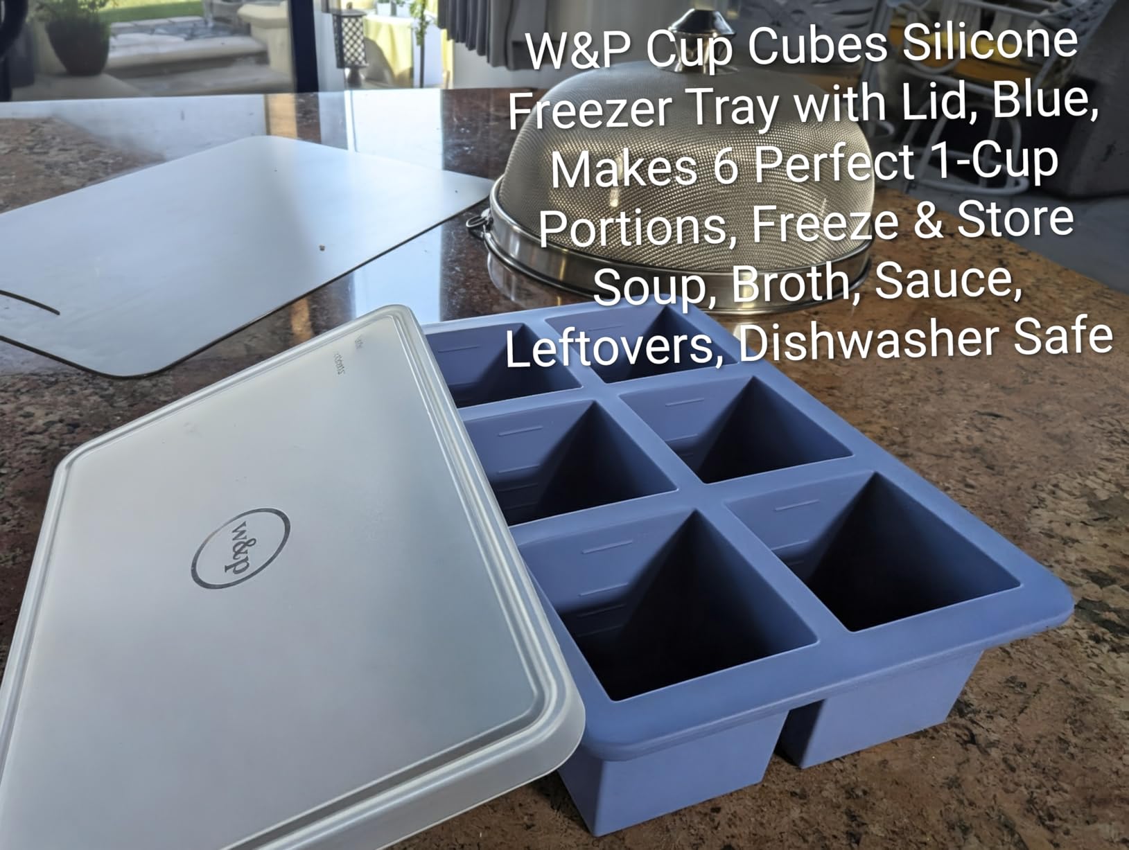 W&P Cup Cubes Silicone Freezer Tray with Lid, Blue, Makes 6 Perfect 1-Cup Portions, Freeze & Store Soup, Broth, Sauce, Leftovers, Dishwasher Safe customer photo 2