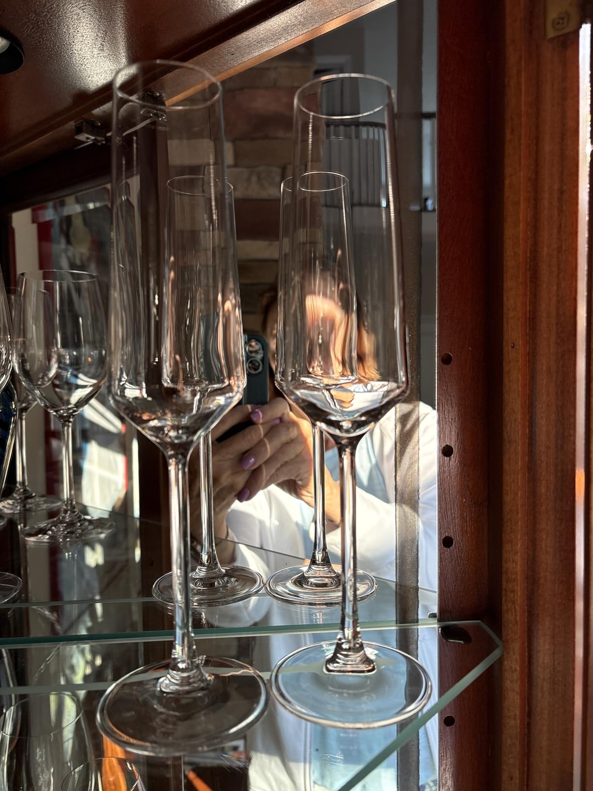 BACLIFE Champagne Flutes - Hand Blown Elegant Champagne Glasses Set of 6 - 7.5 oz, Clear customer photo 1