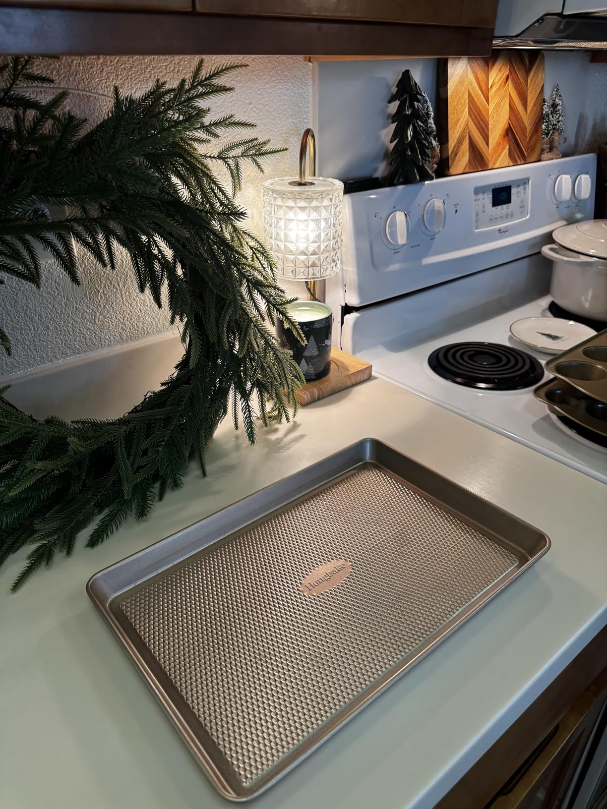 Jelly Roll Pan 15x10 - HONGBAKE Commercial Cookie Sheets for Baking with Diamond Texture Surface customer photo 2