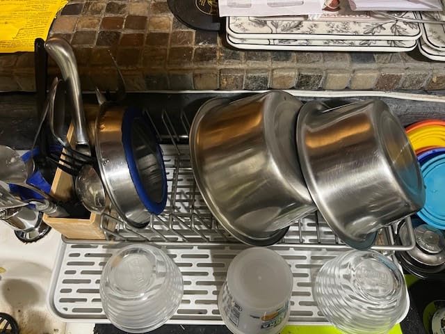 Cup Drying Rack & Dish Drying Tray, Drain Board for Small Kitchen Sink, Dish Drain Tray Large Enough for Counter or Coffee Table, Big White Dish Drying Mat customer photo 2