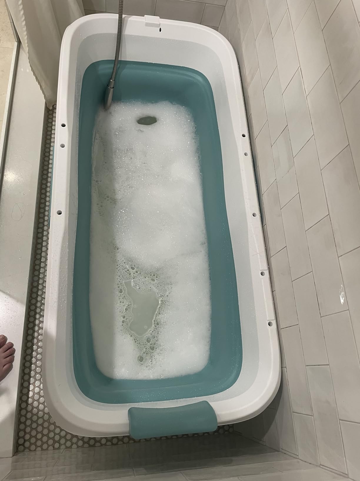 Foldable Bathtub Portable Soaking Bath Tub for adult, Ideal for Hot Bath Ice Bath with Reached Out Hands 53 inch customer photo 1