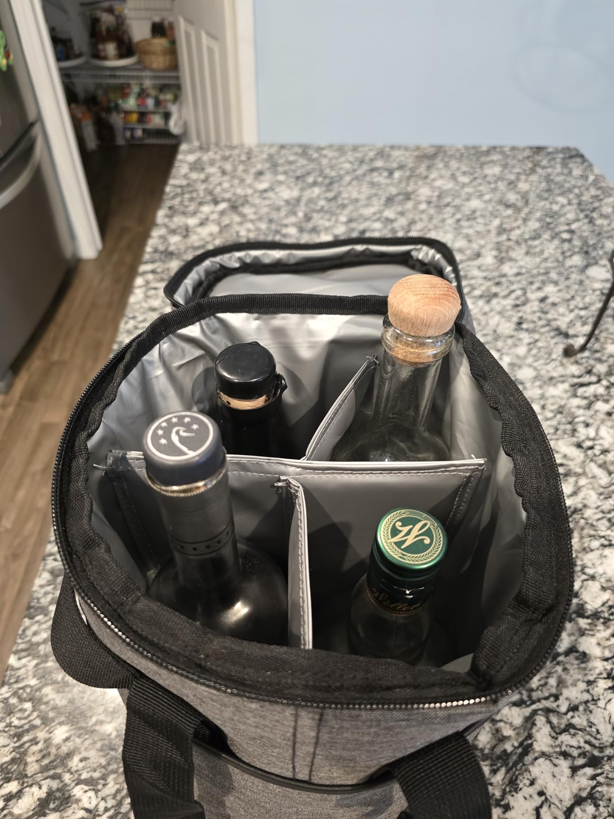 opux 6 Bottle Carrier Tote | Insulated Padded Wine Cooler Bag for Travel. Picnic, BYOB | Portable Leakproof Wine Tote Bag for Dinner, Party, Christmas, Wine Gift for Women, Men (Black Square) customer photo 1