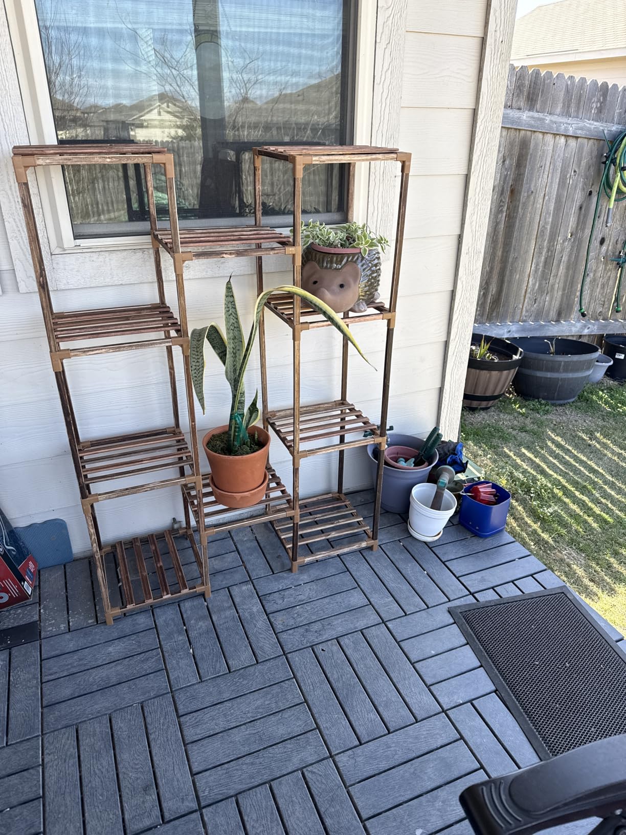 Uneedem Plant Stand Indoor Outdoor, Tall Plant Shelf for Multiple Plants, 10 tiers 11 Pot Large Plants Holder Rack Wood Plant Shelves for Room Corner Balcony Garden Patio customer photo 2